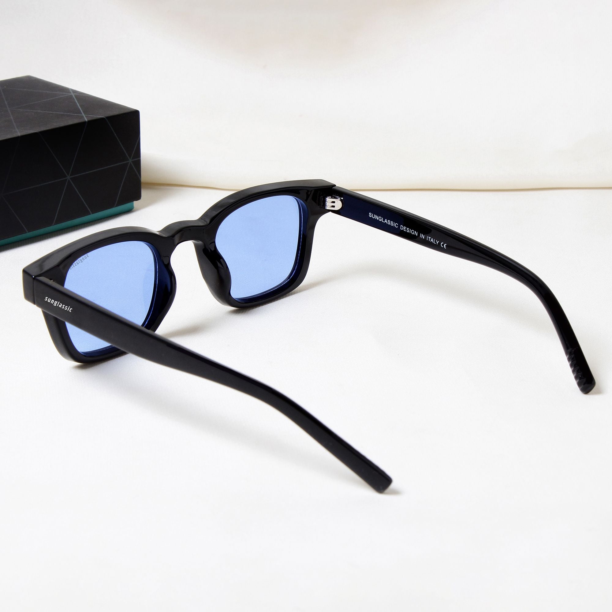 Ares Black Blue Square Sunglasses