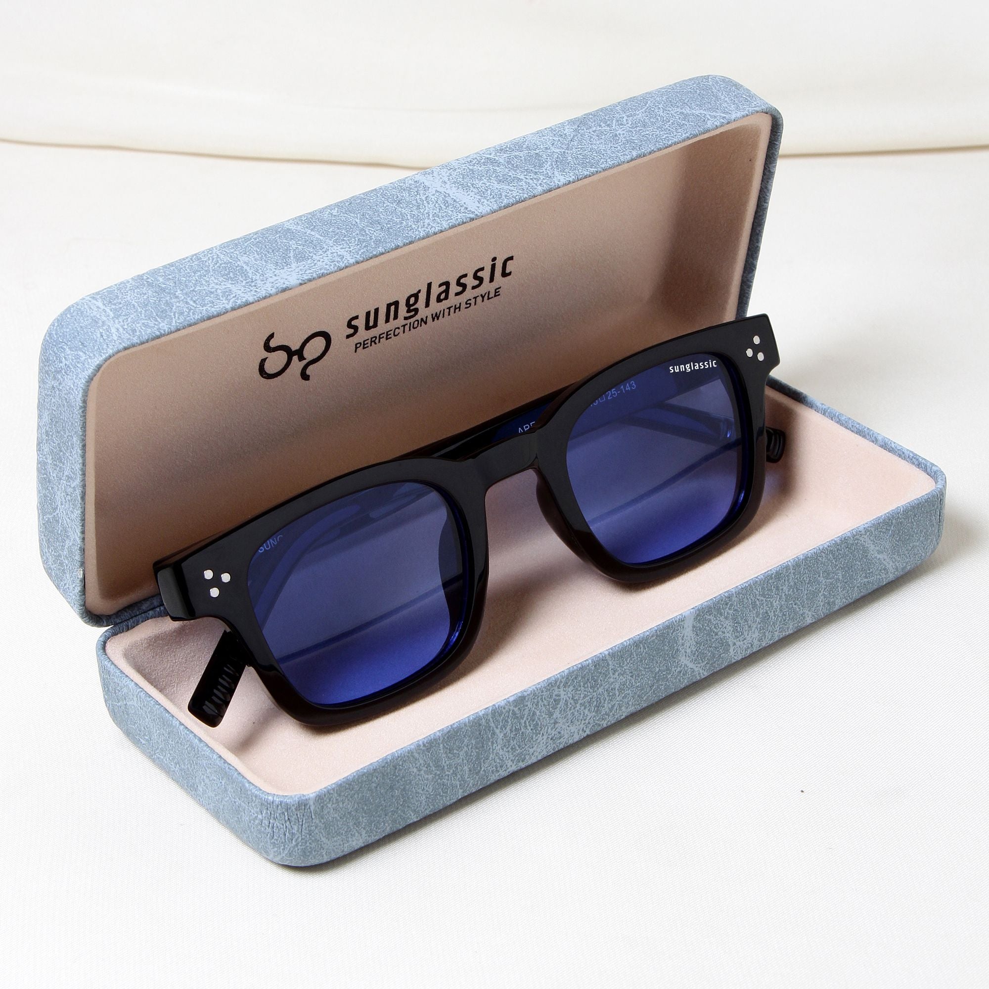 Ares Black Blue Square Sunglasses