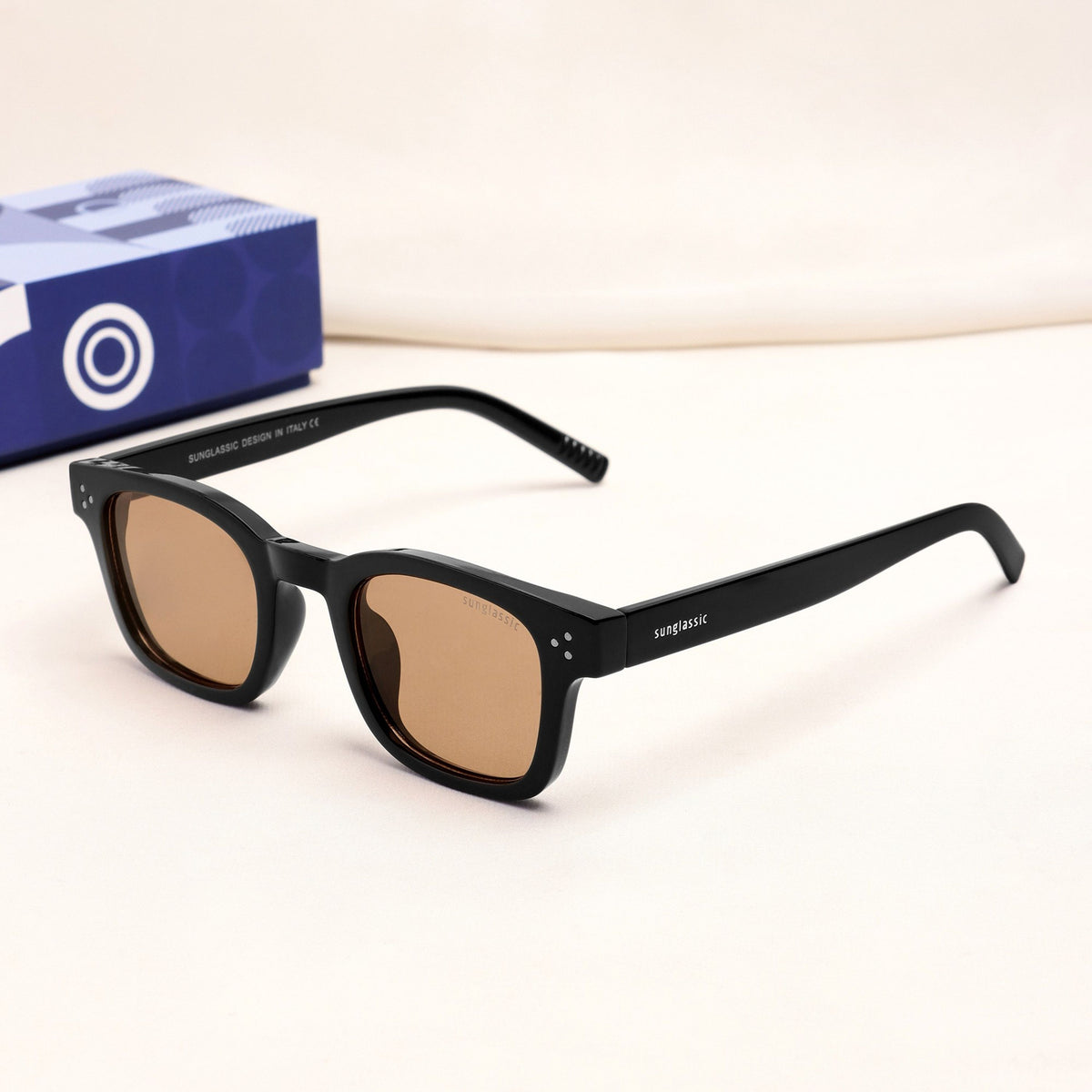 Ares Black Brown Square Sunglasses