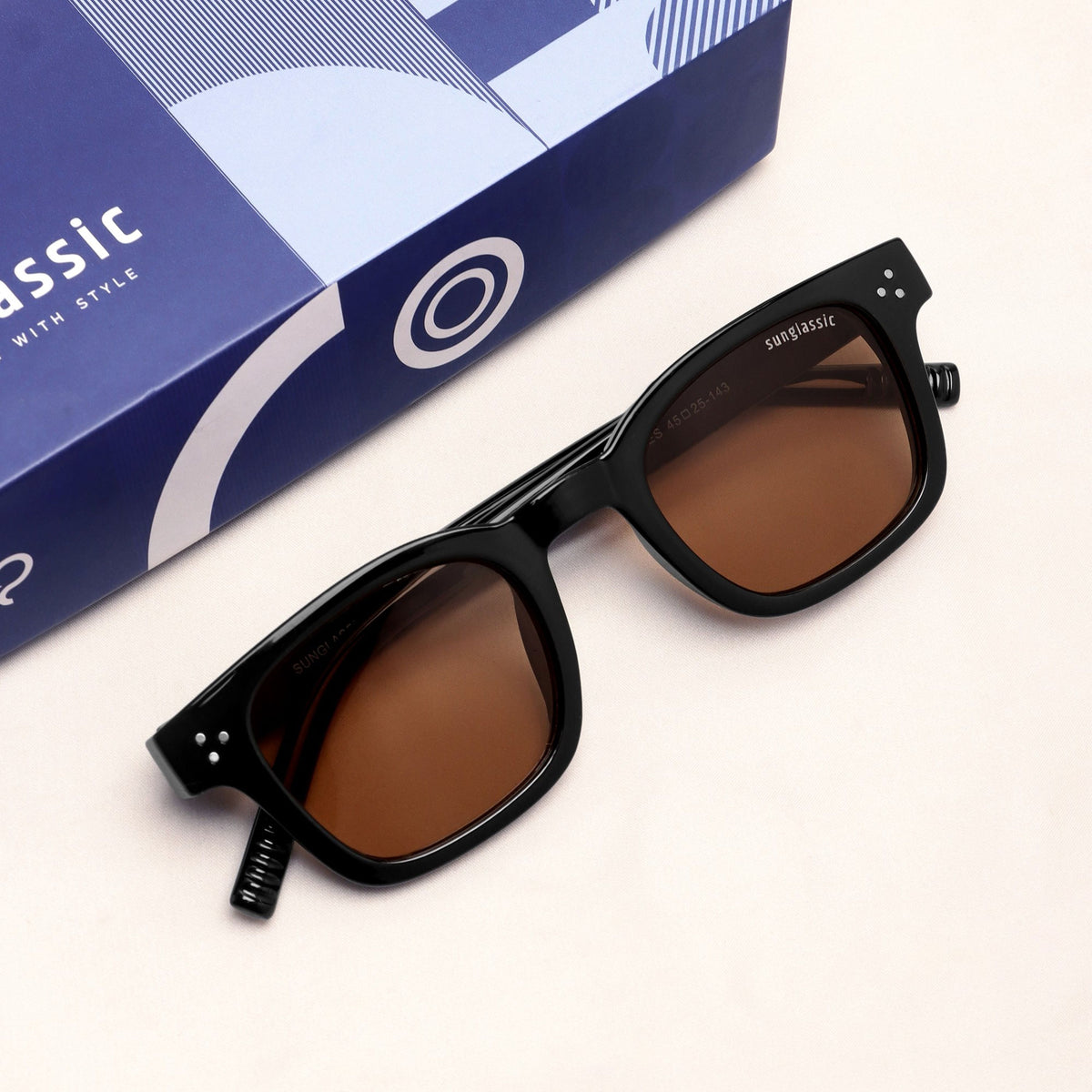 Ares Black Brown Square Sunglasses