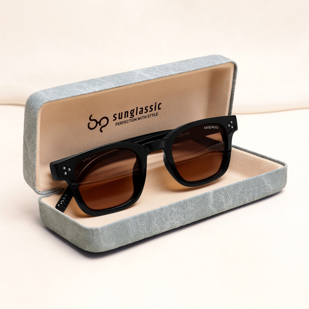 Ares Black Brown Square Sunglasses
