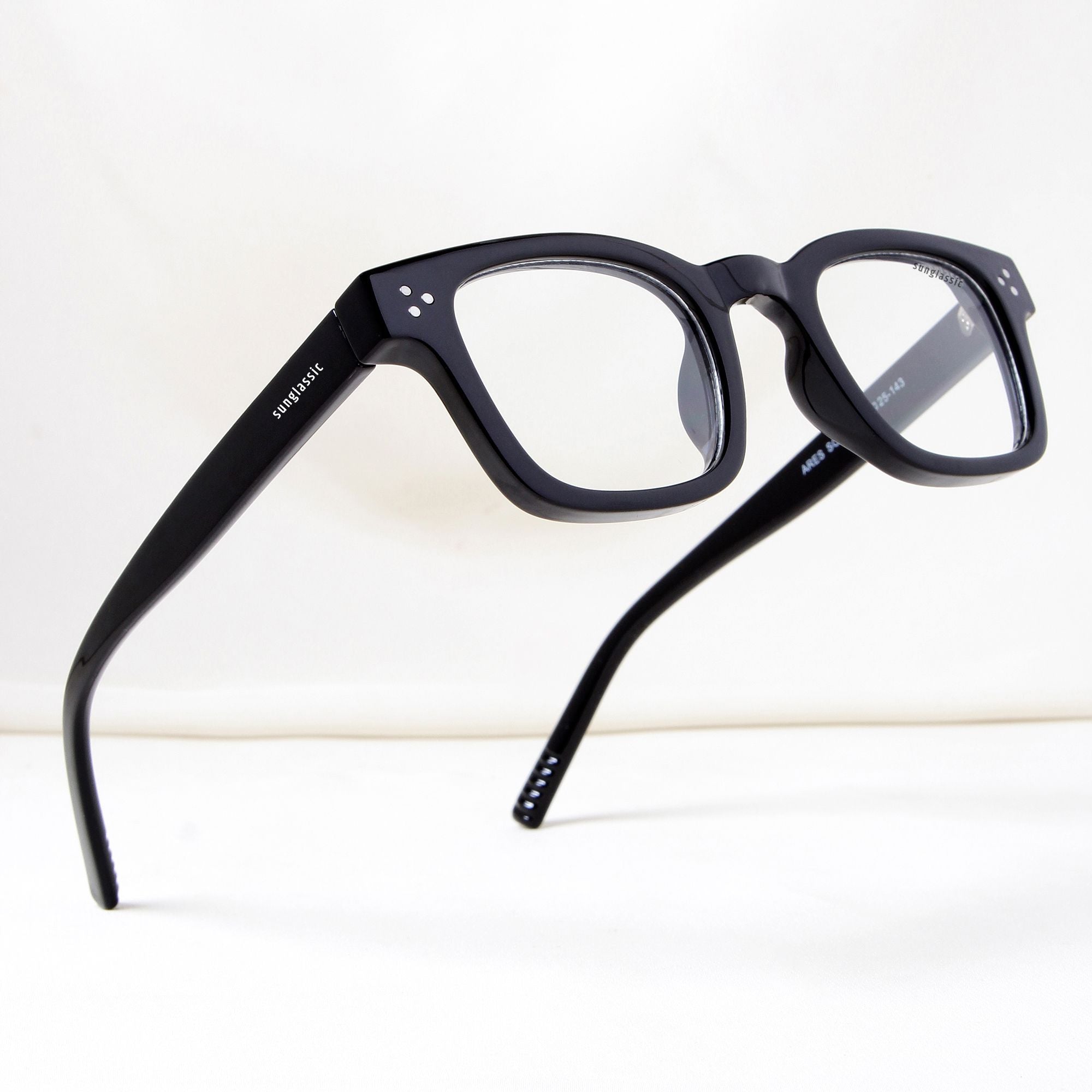 Ares Black Clear Square Sunglasses