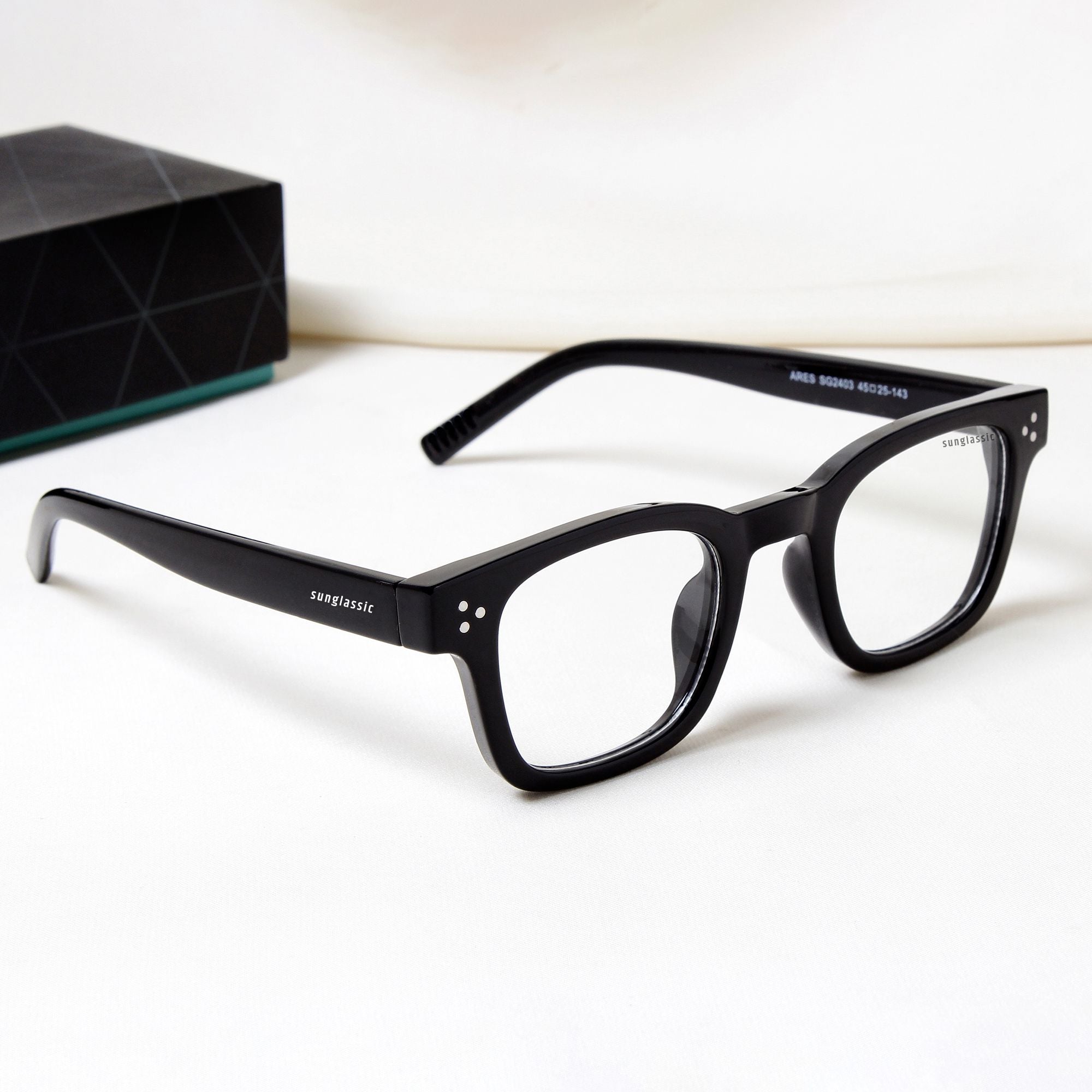 Ares Black Clear Square Sunglasses