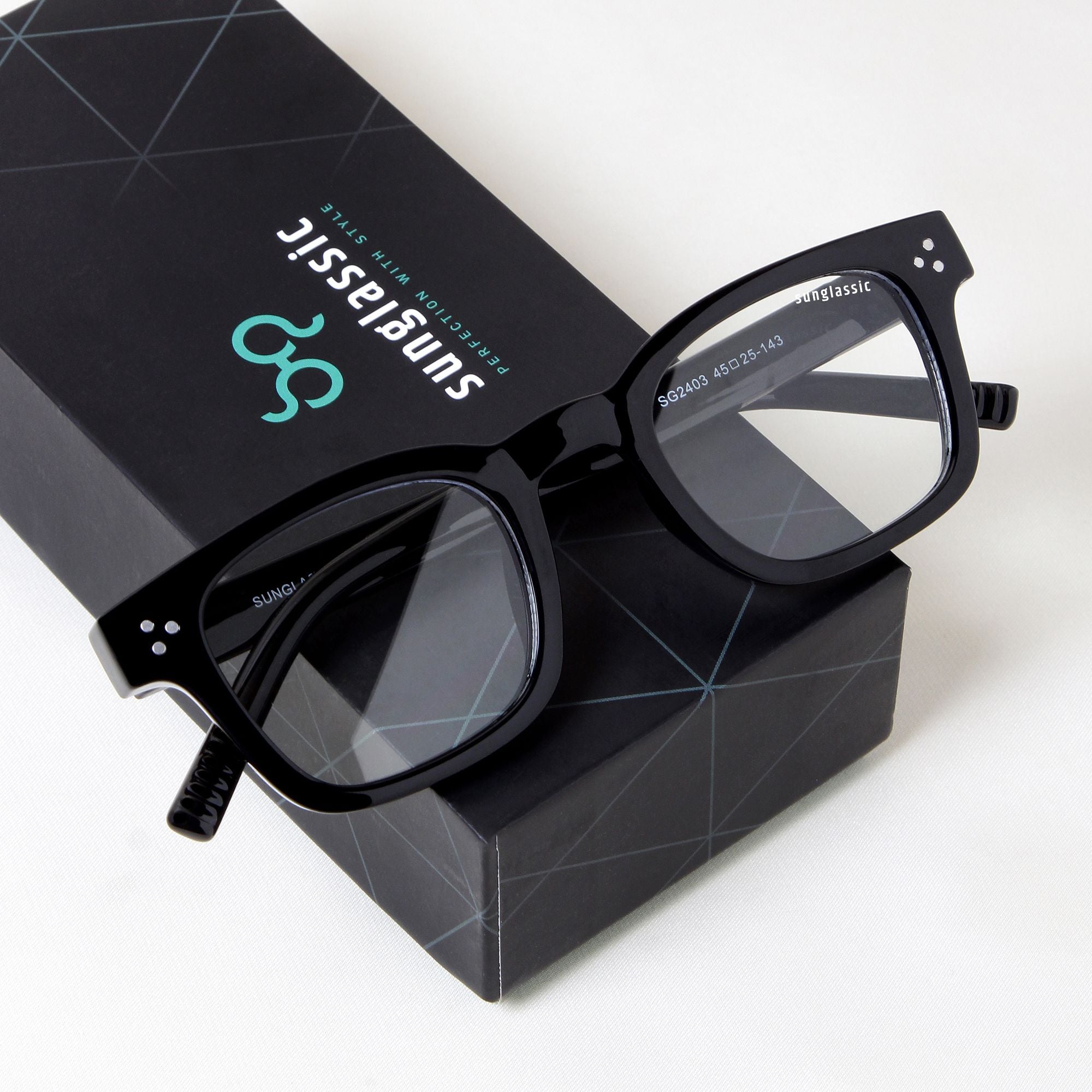 Ares Black Clear Square Sunglasses