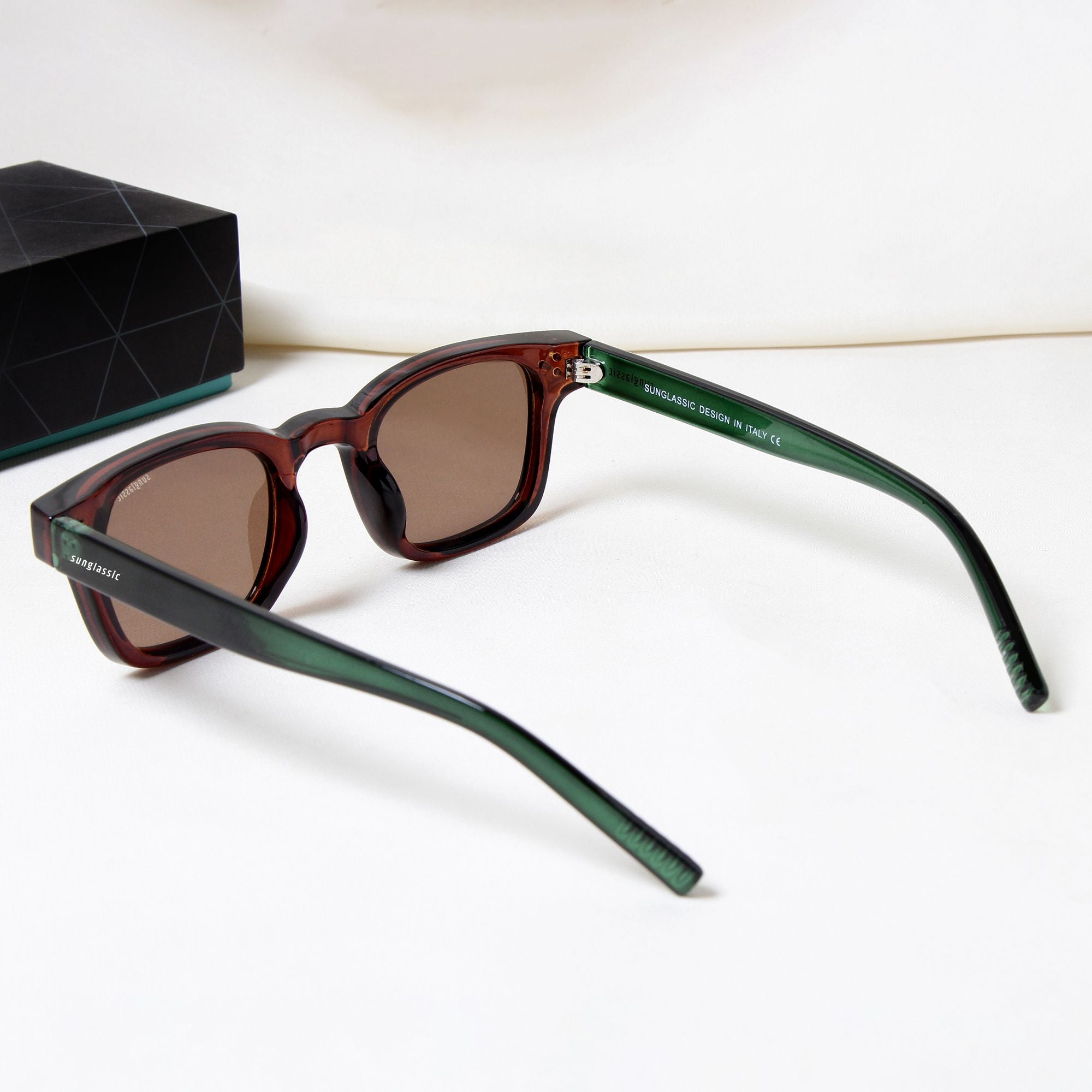 Ares Green Brown Square Sunglasses