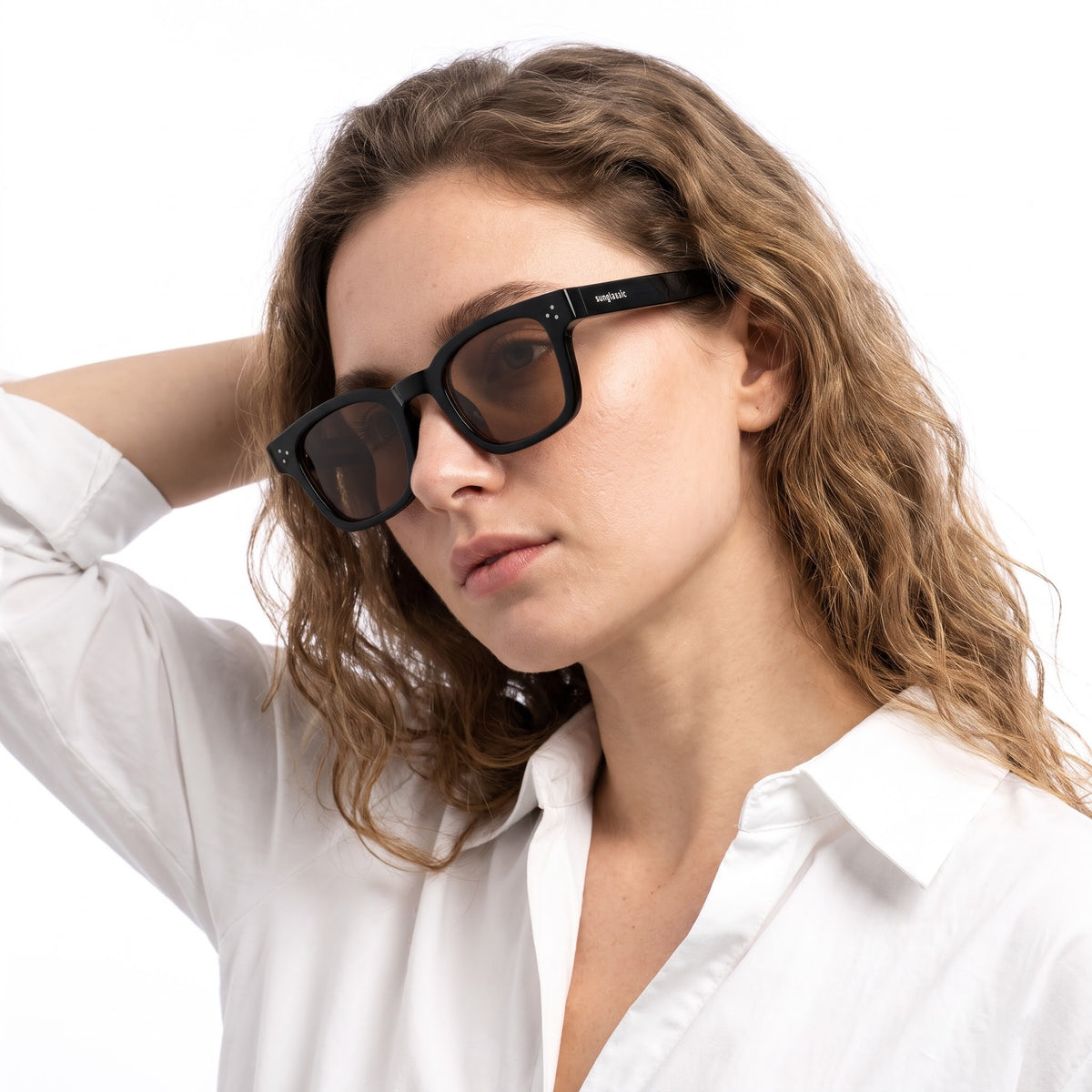 Ares Black Brown Square Sunglasses