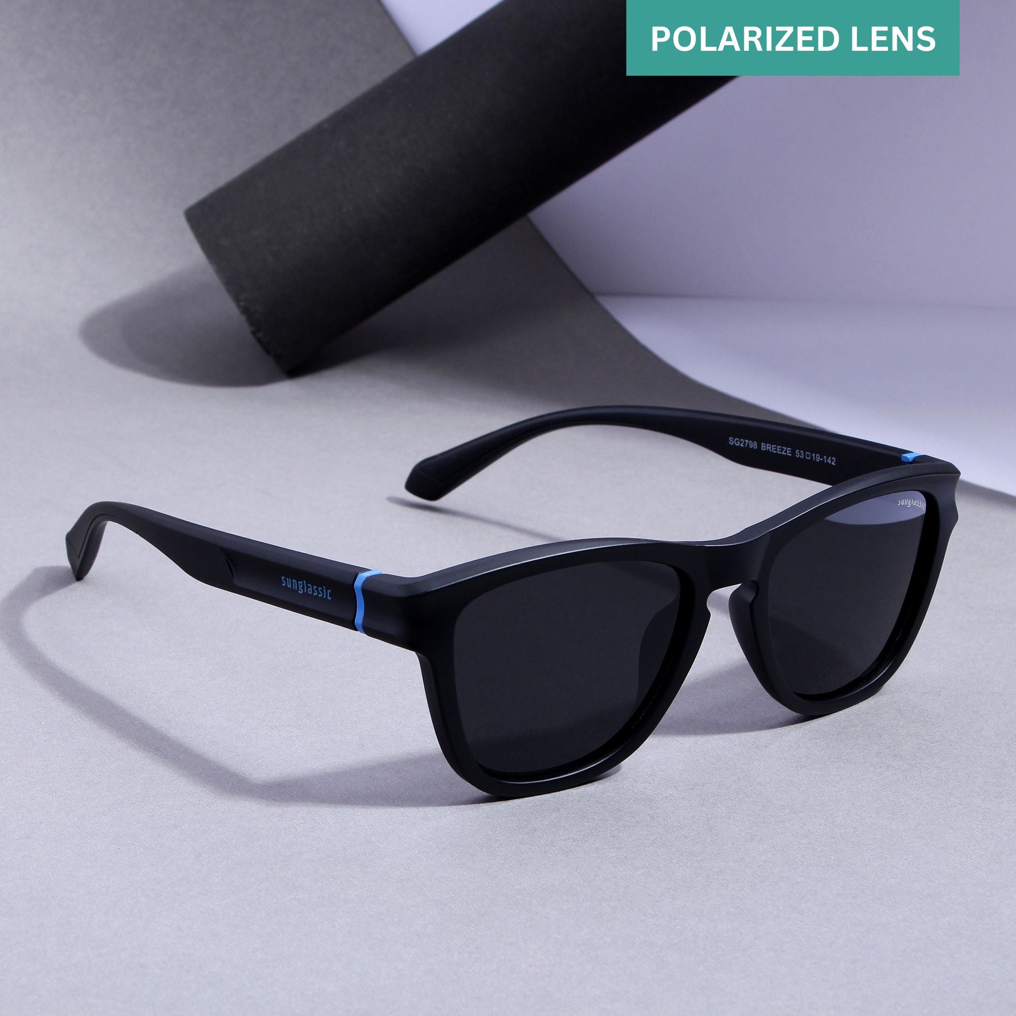 Breeze Full Black Polarized Round TR90 Sunglasses
