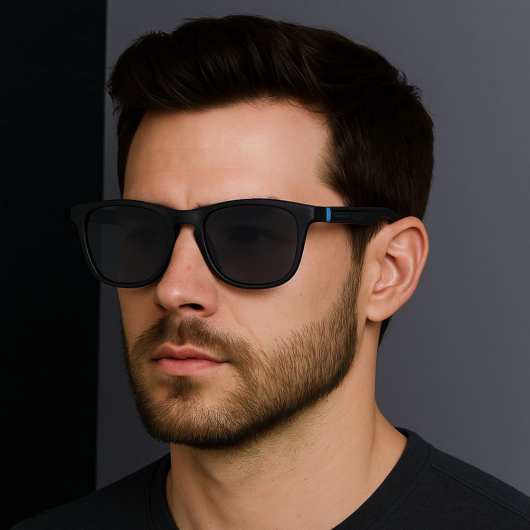 Breeze Full Black Polarized Round TR90 Sunglasses