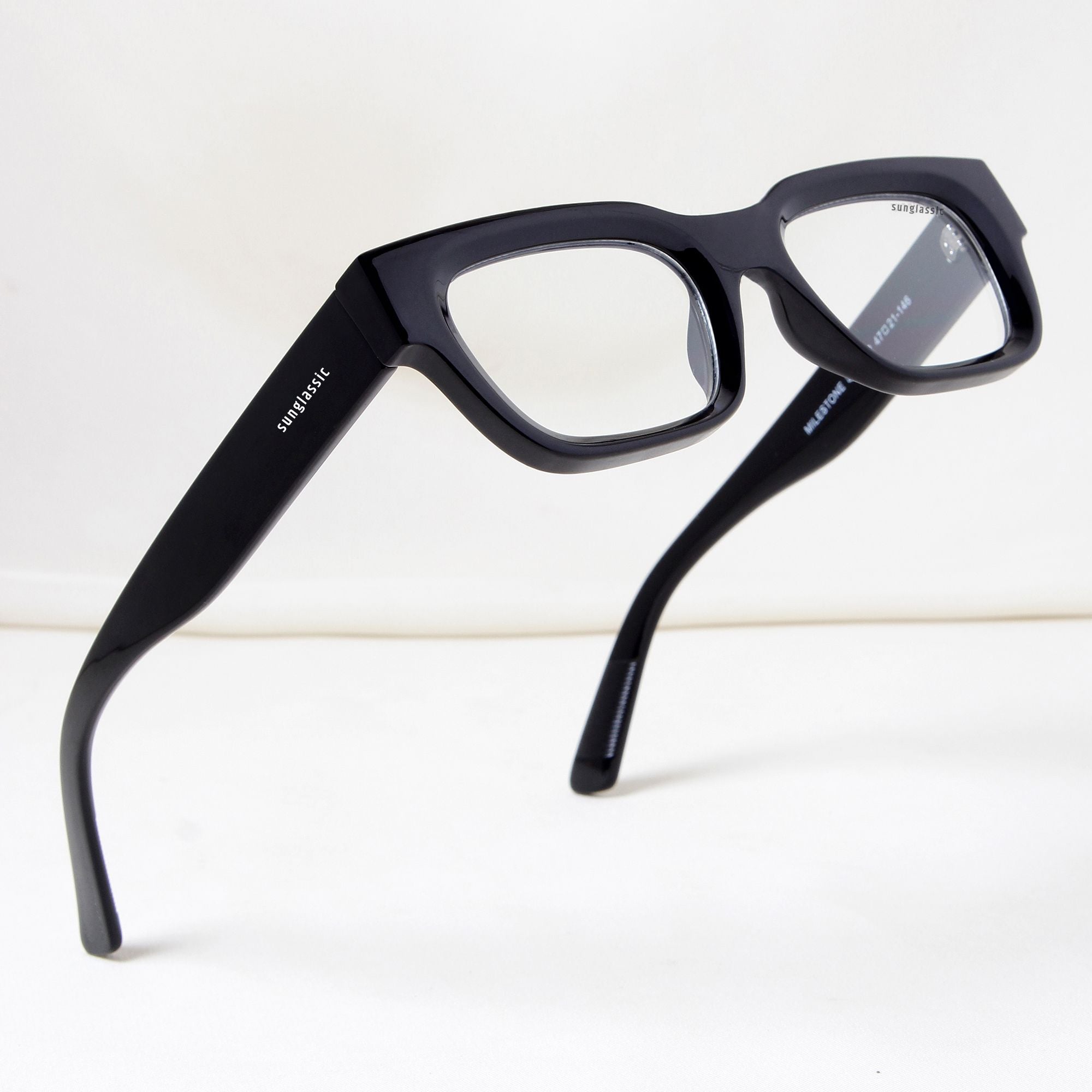 Milestone Black Clear Square Sunglasses