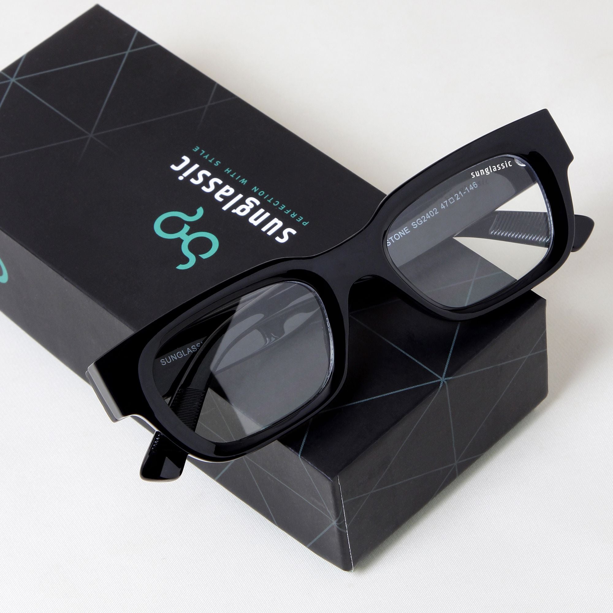 Milestone Black Clear Square Sunglasses