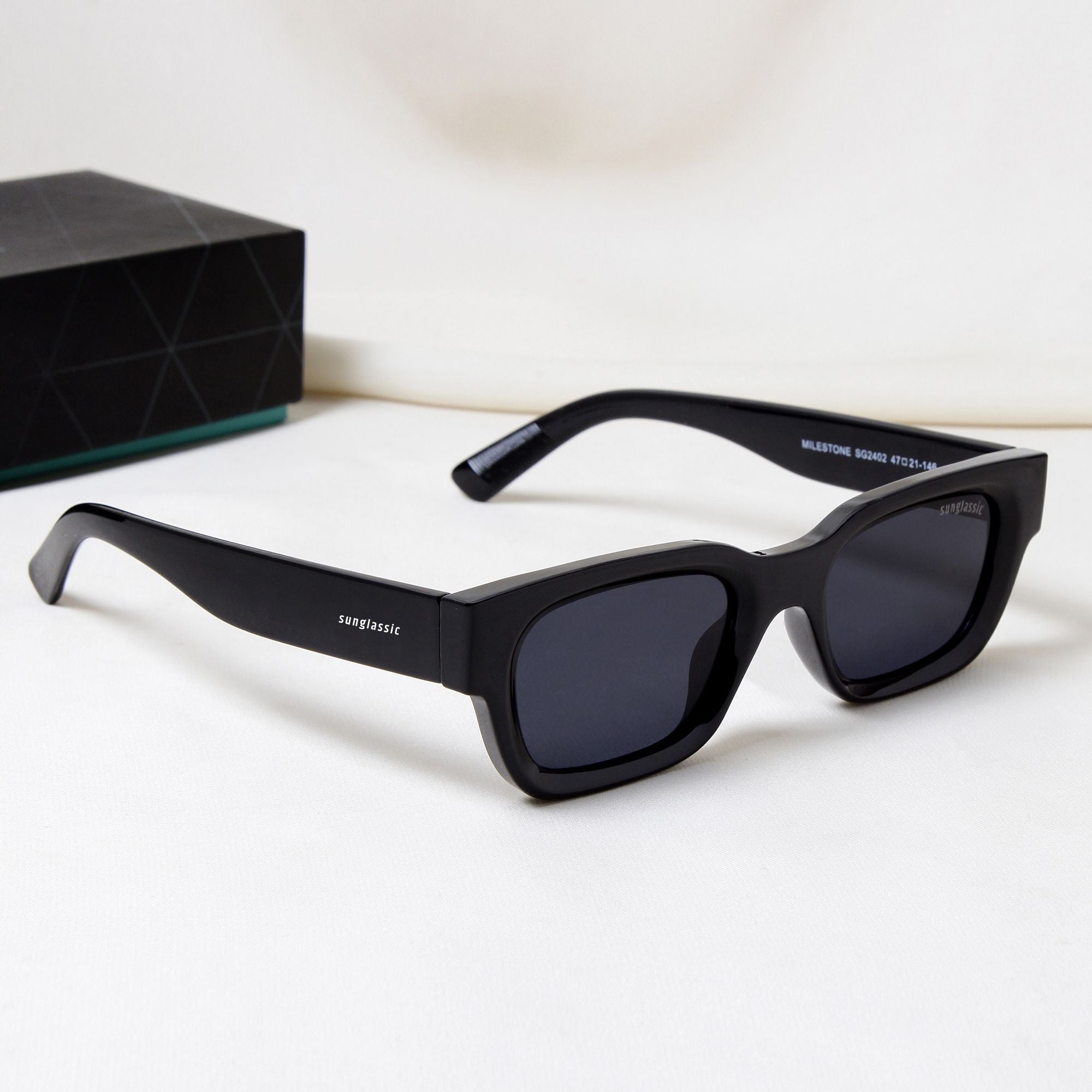 Milestone Black Square Sunglasses