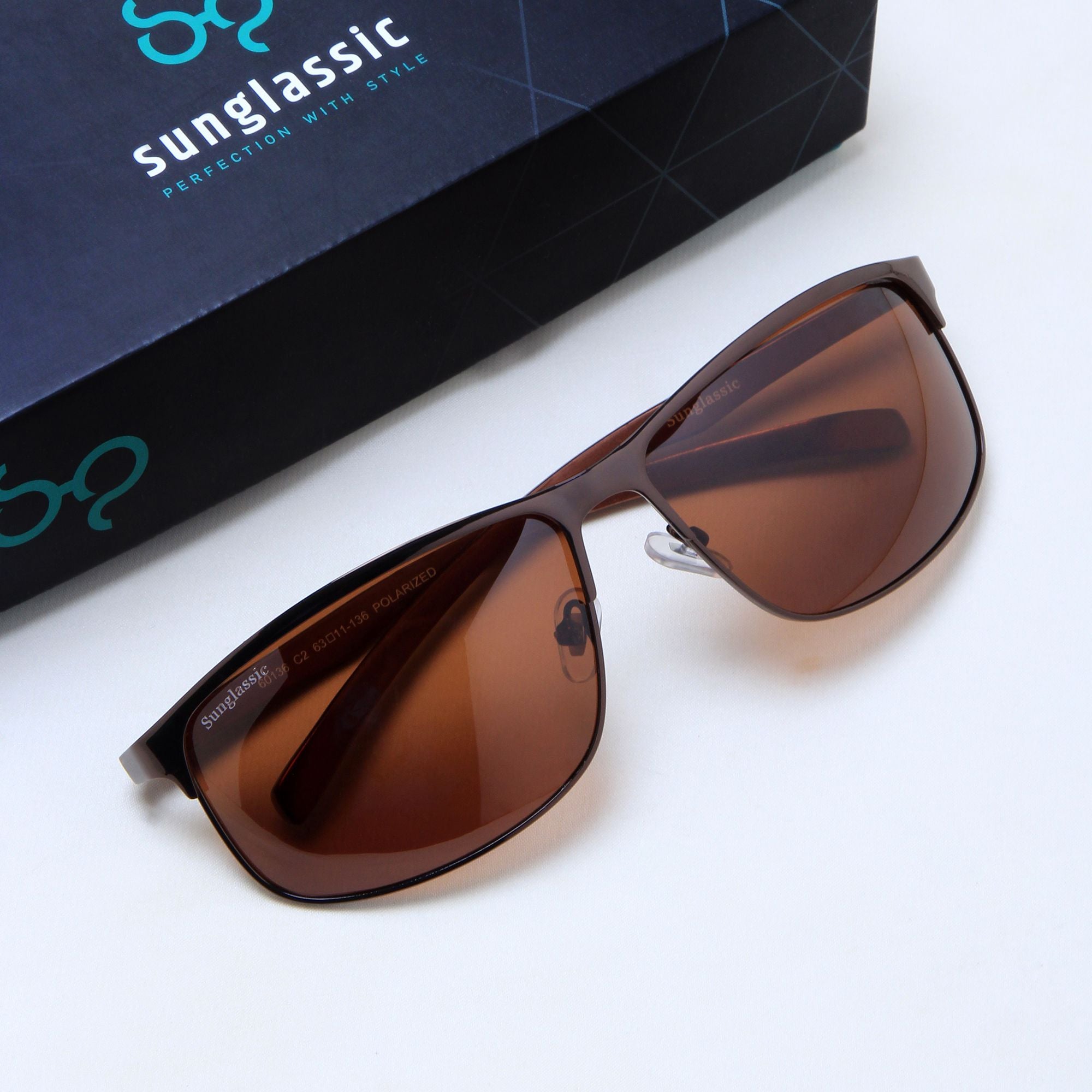 Radiant Brown Polarized Rectangle Sunglasses