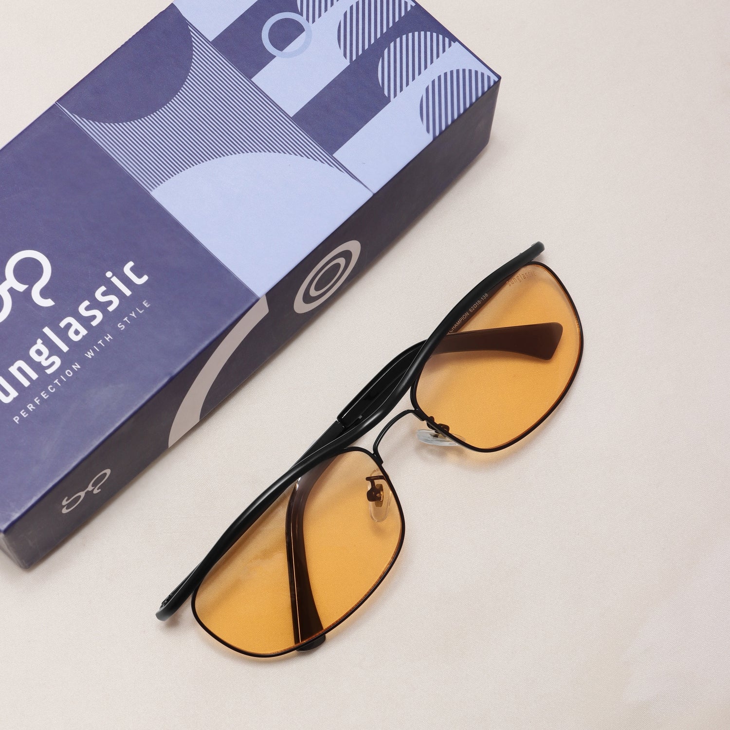 Champion Black Orange Rectangle Sunglasses for Men | UV400