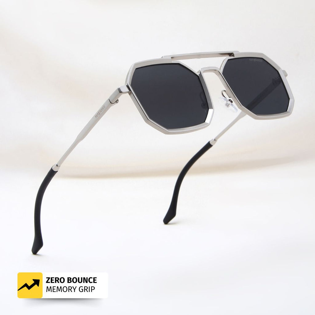 Commando Silver Black Edition Octagon Sunglasses - Image 1