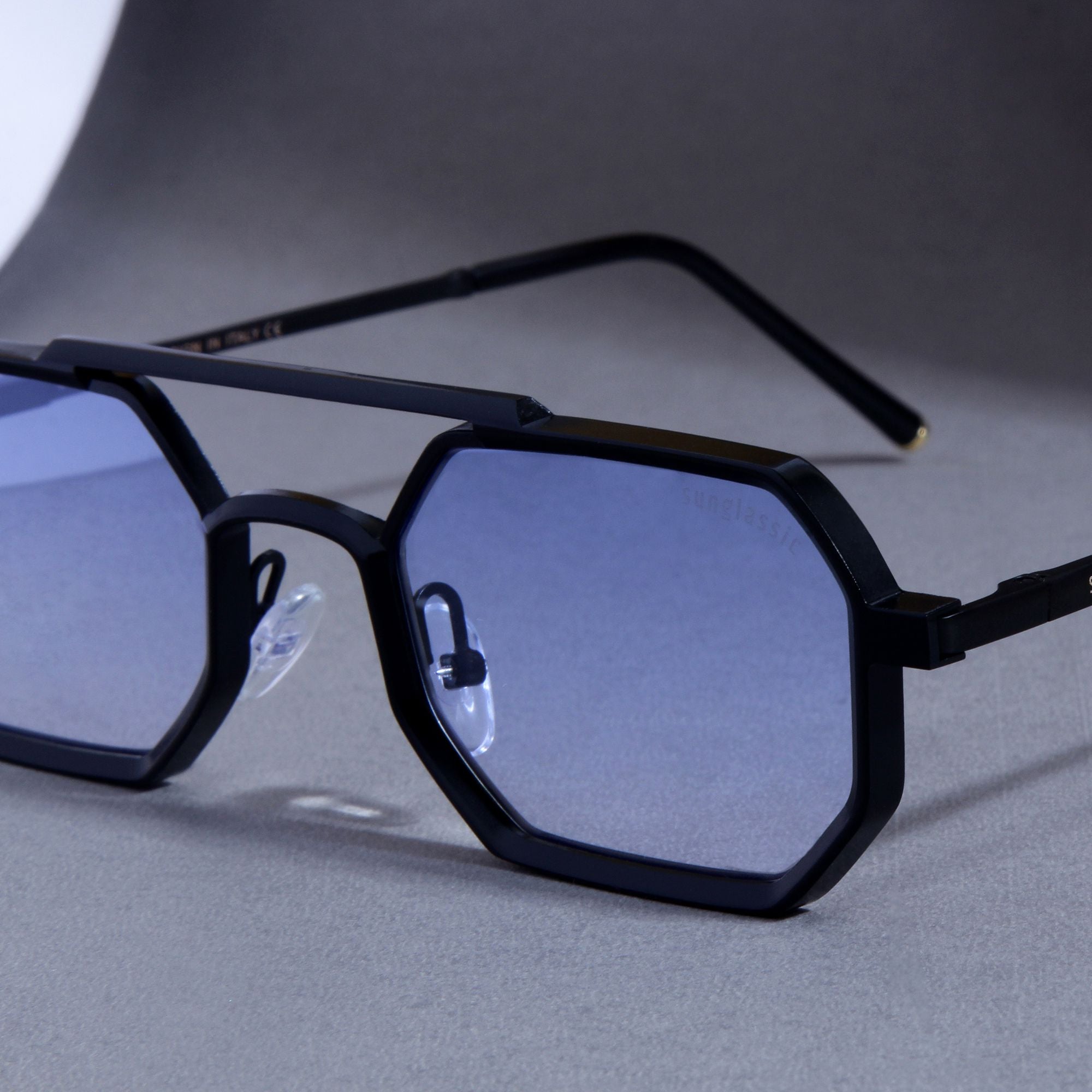 Commando V1 Rectangle Black Blue Gradient Sunglasses