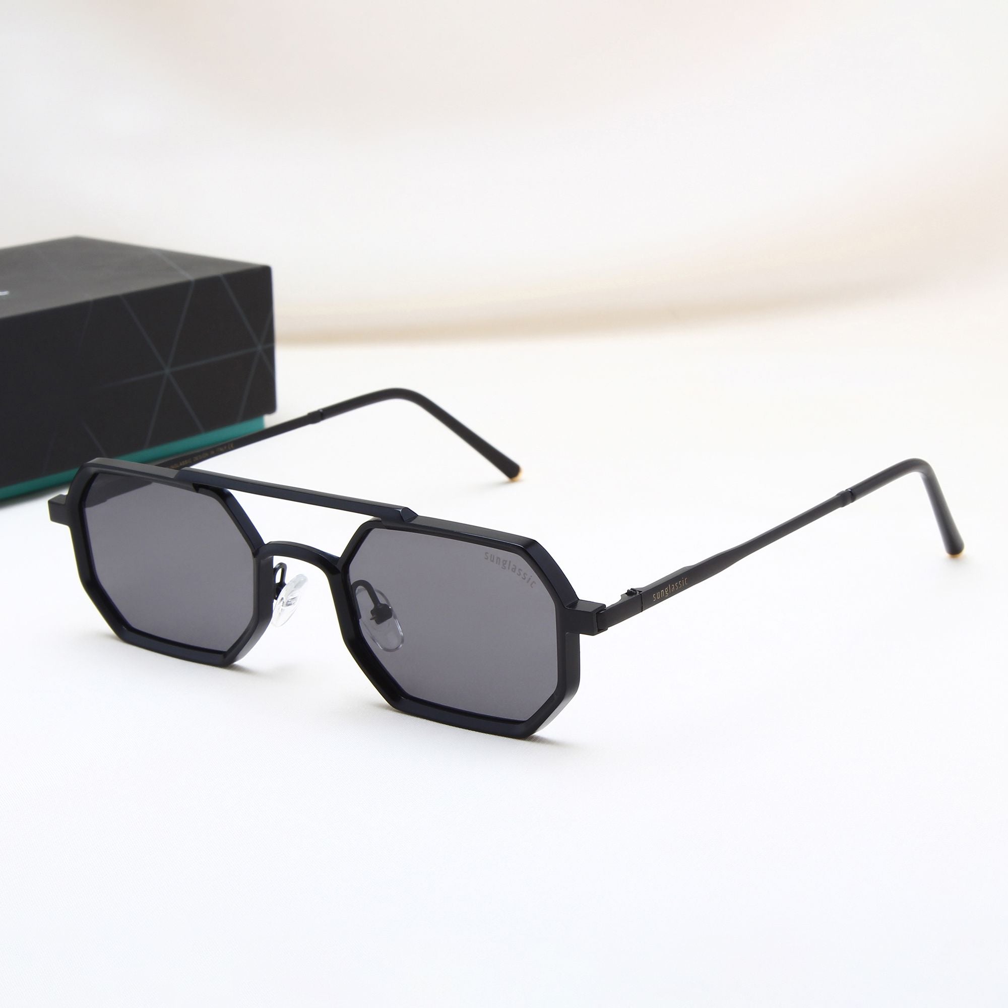 Commando V1 Rectangle Full Black Sunglasses