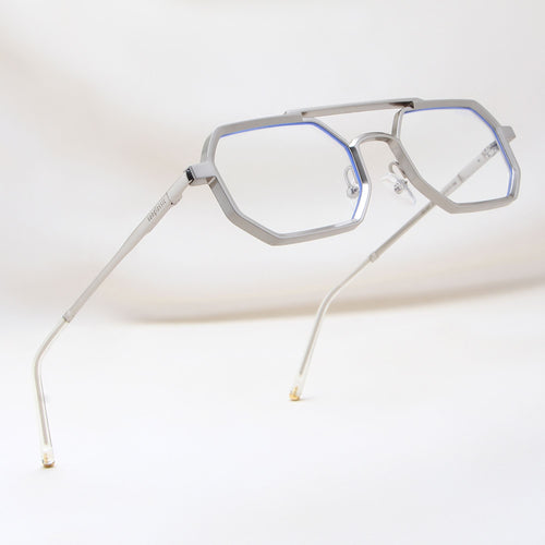 Commando V1 Rectangle Silver Clear Sunglasses