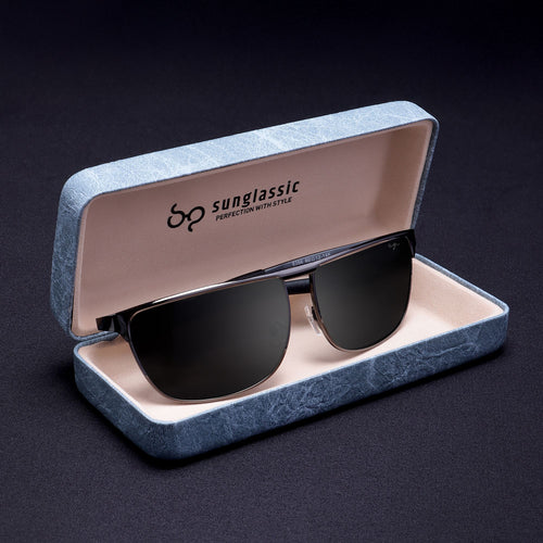 Drifter Grey Black Polarized Rectangle Sunglasses