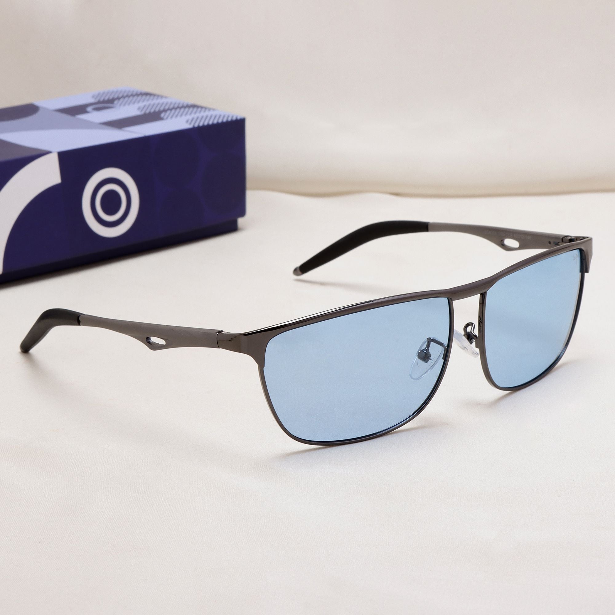 Drifter Grey Blue Polarized Rectangle Sunglasses