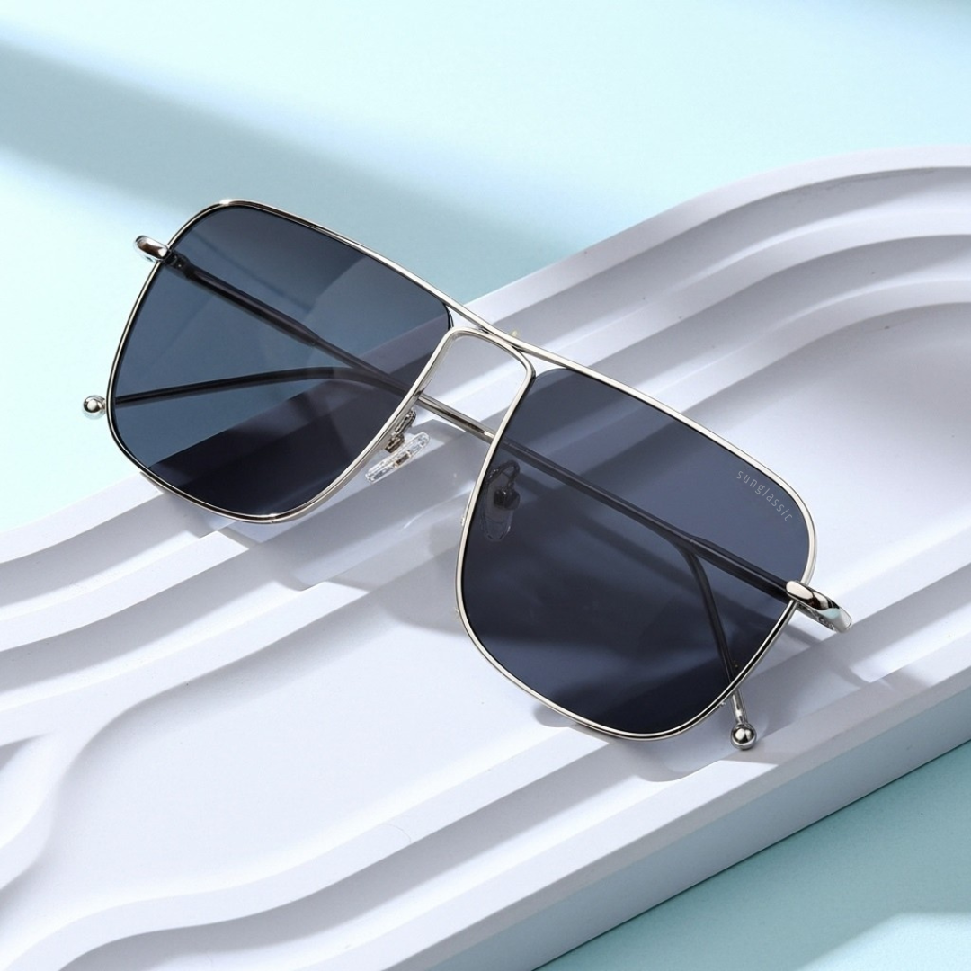 The Godfather Silver Black Square Sunglasses