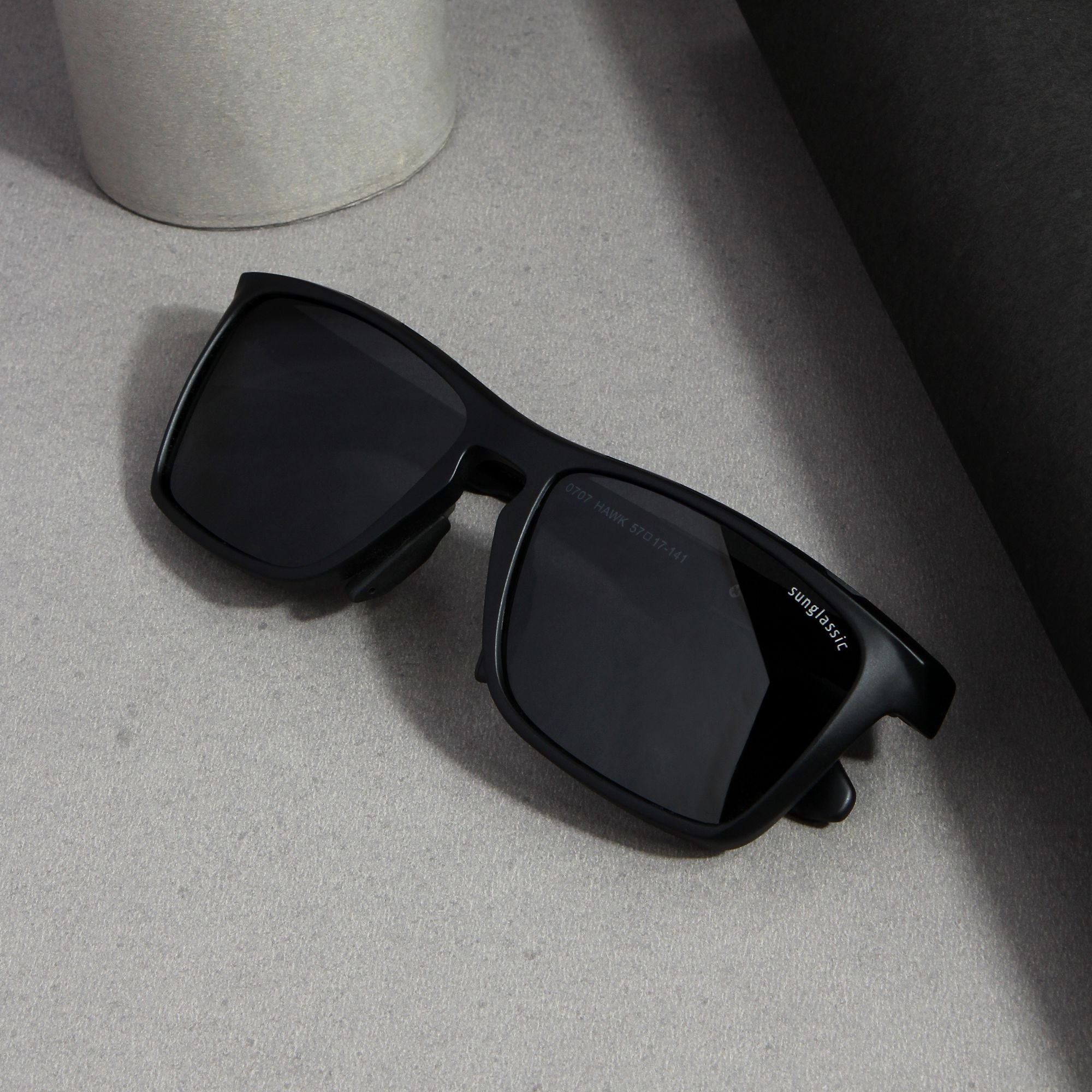 Overhead View - SUNGLASSIC Hawk Polarized Sunglasses in Black.