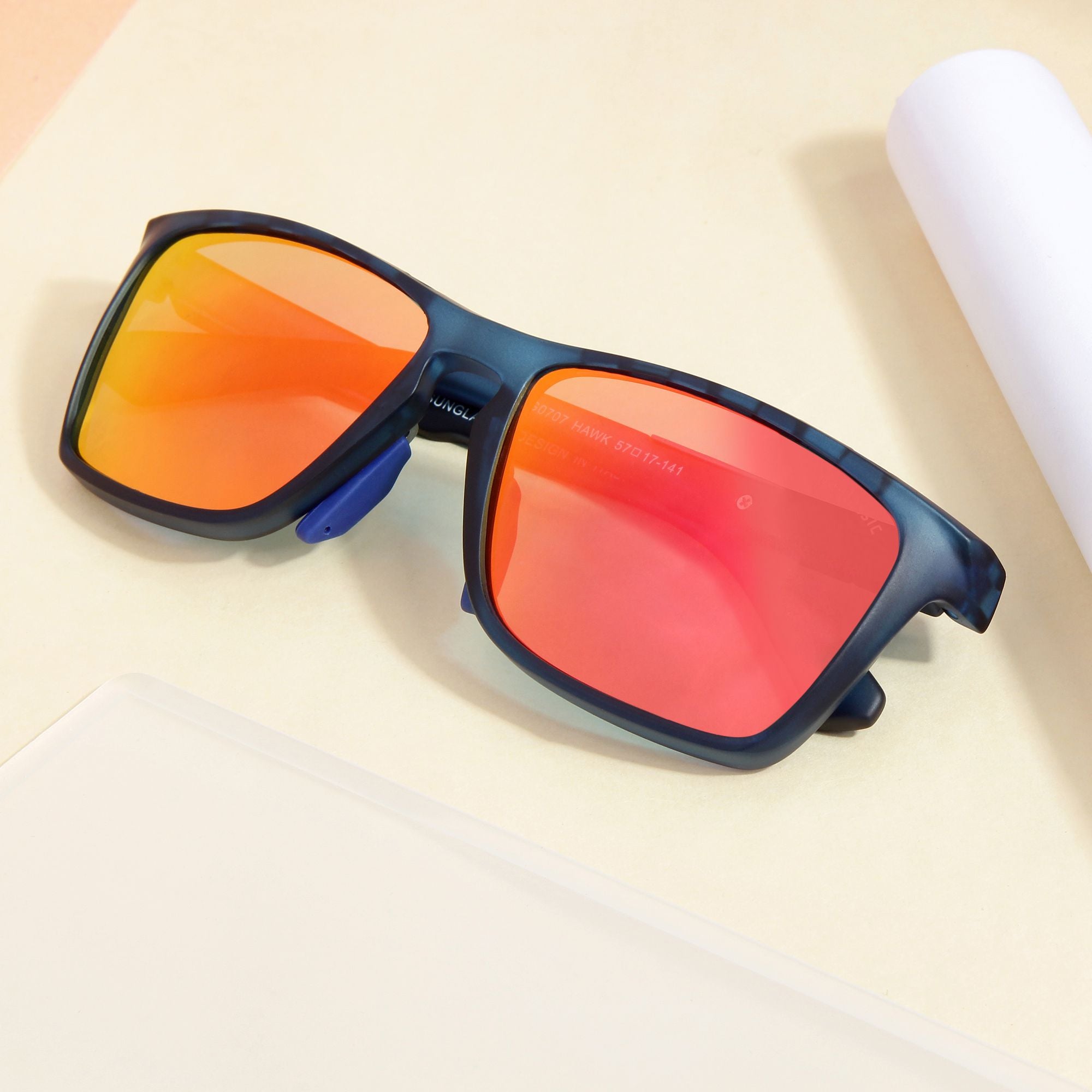 Hawk Blue Orange Mercury Polarized Rectangle TR90 Sunglasses