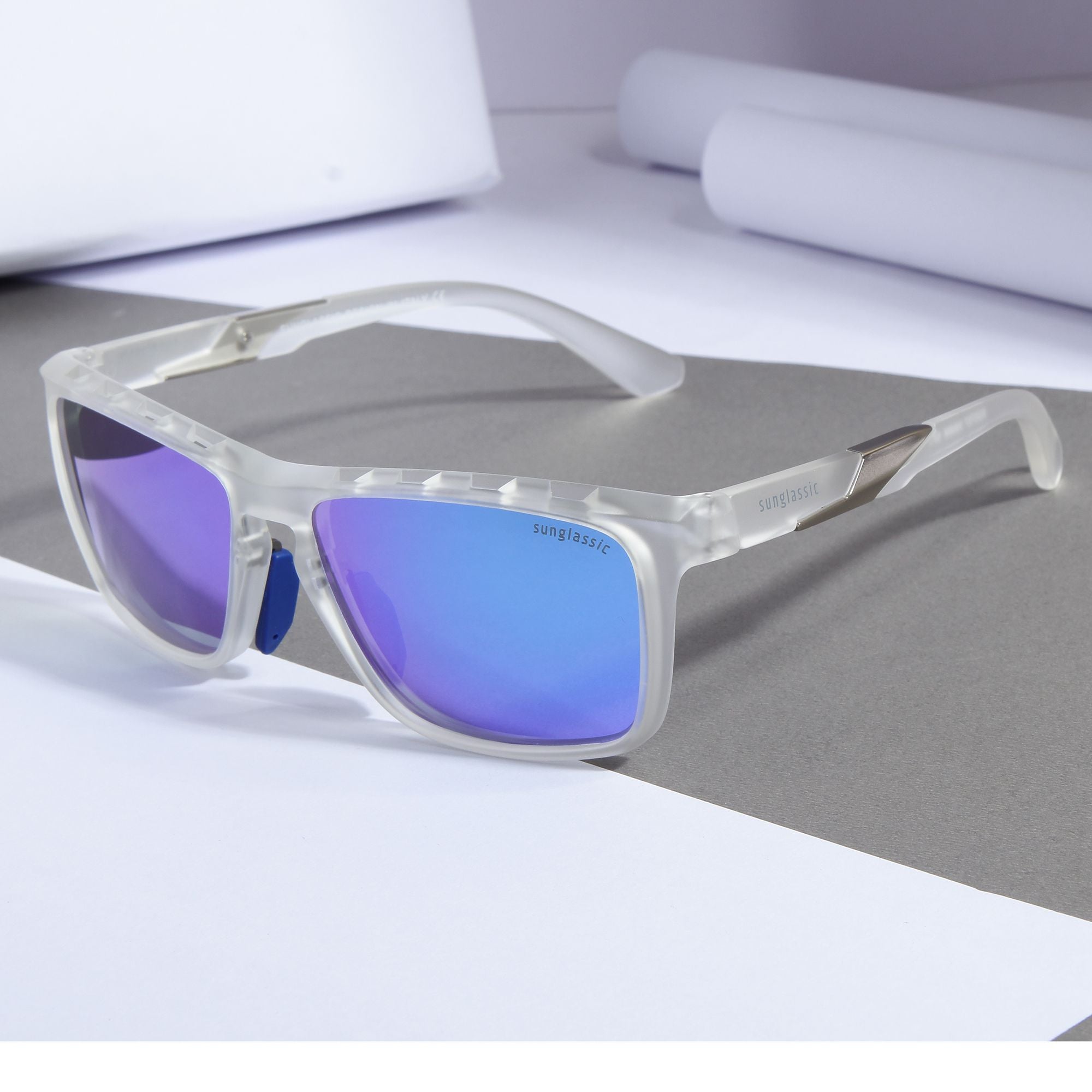 Hawk Clear Blue Mercury Polarized Rectangle TR90 Sunglasses