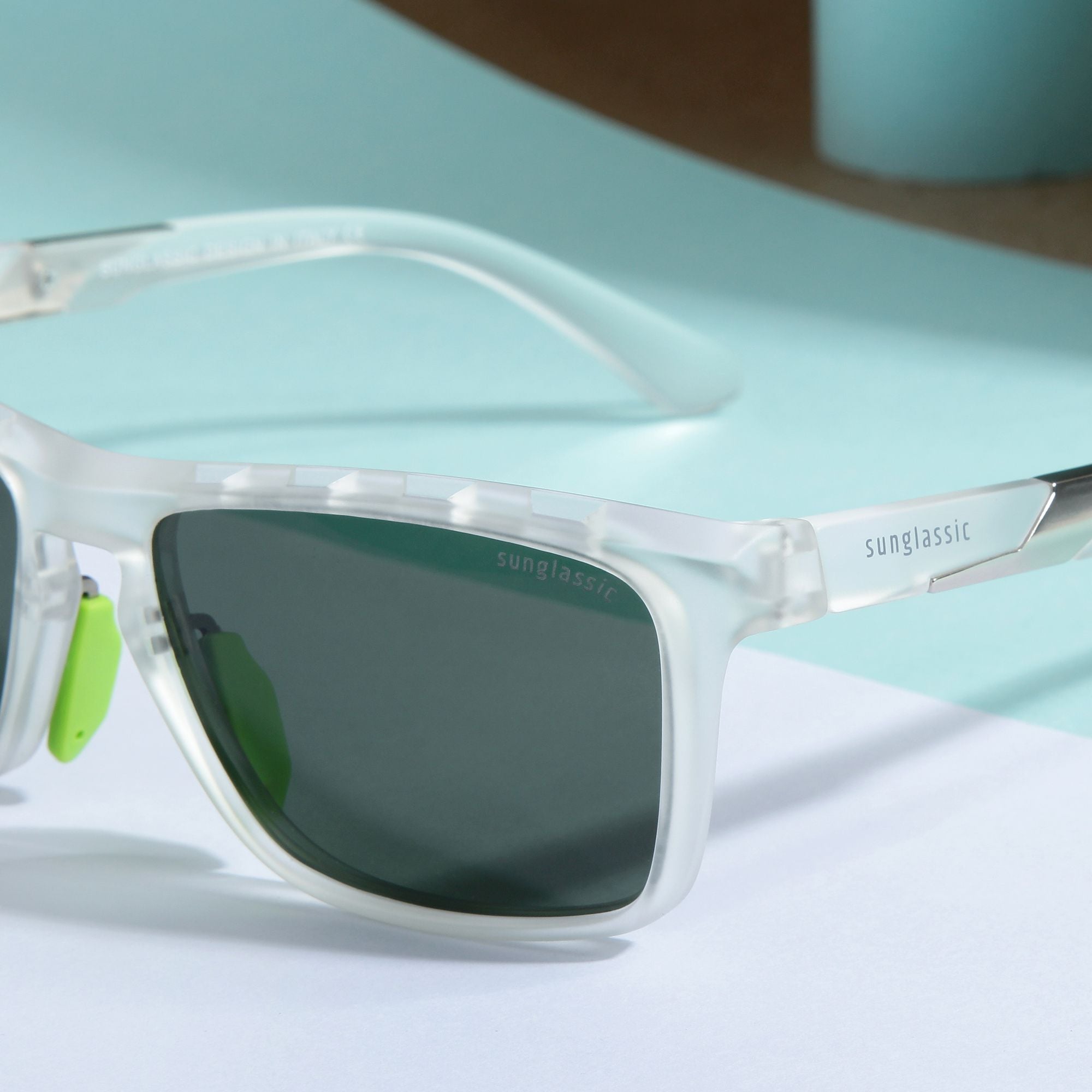 Hawk Clear Green Polarized Rectangle TR90 Sunglasses