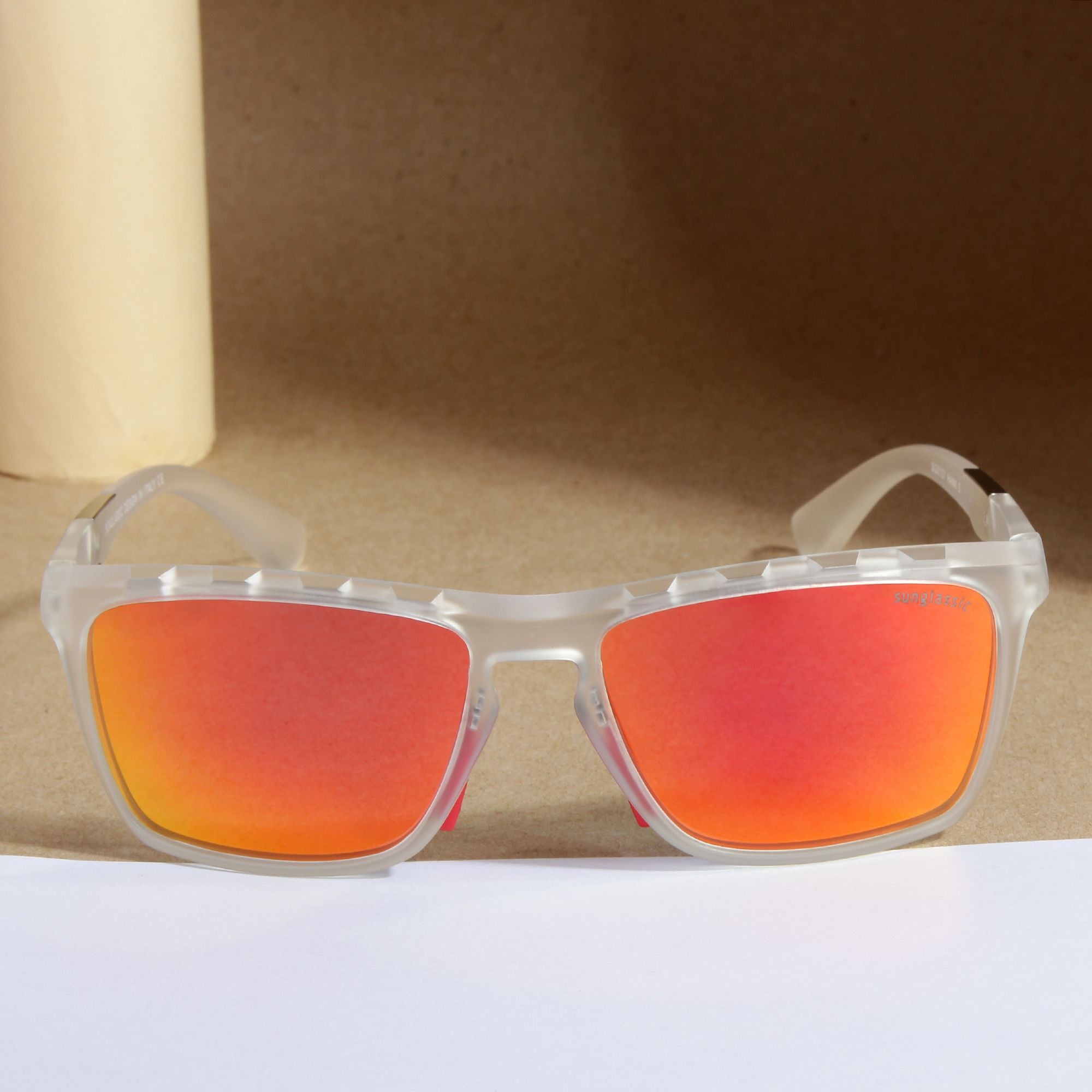 Hawk Clear Orange Mercury Polarized Rectangle TR90 Sunglasses