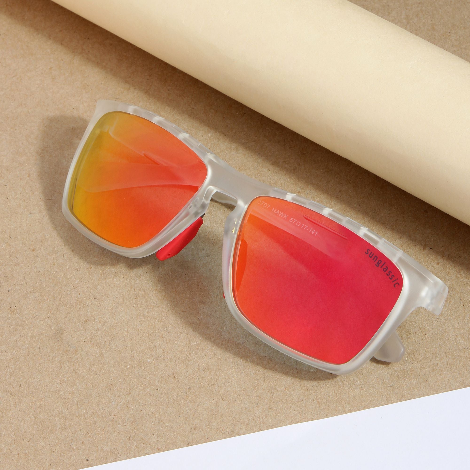 Hawk Clear Orange Mercury Polarized Rectangle TR90 Sunglasses