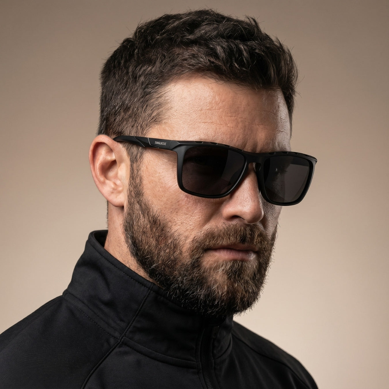 Hawk Black Polarized Rectangle TR90 Sunglasses