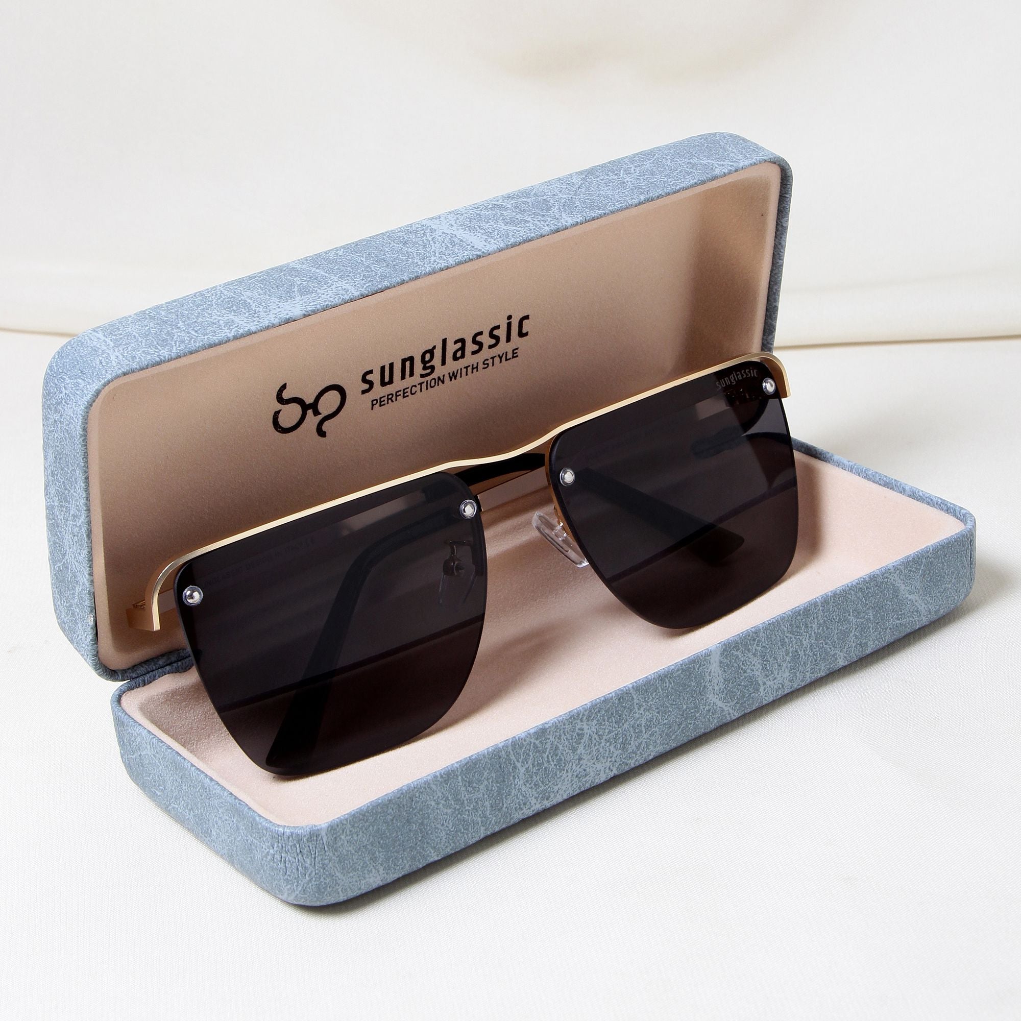 Heldish. Gold Black Square Sunglasses