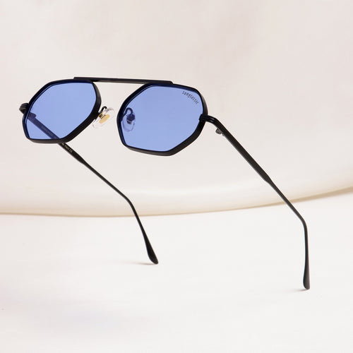 Hexa Black Blue Hexagon Sunglasses