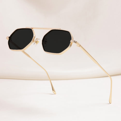 Hexa Gold Black Hexagon Sunglasses