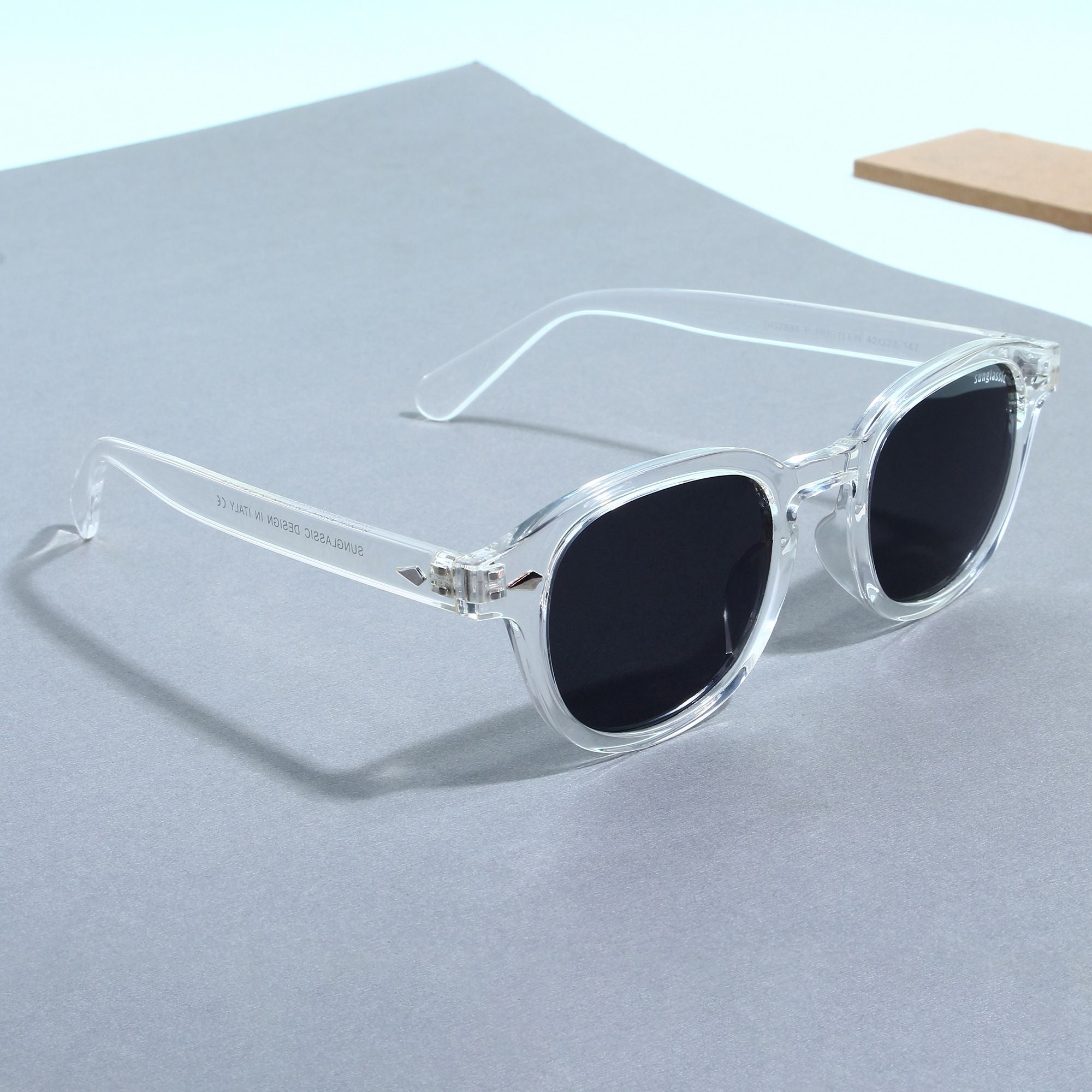 Hustler Clear Black Polarized Round Sunglasses