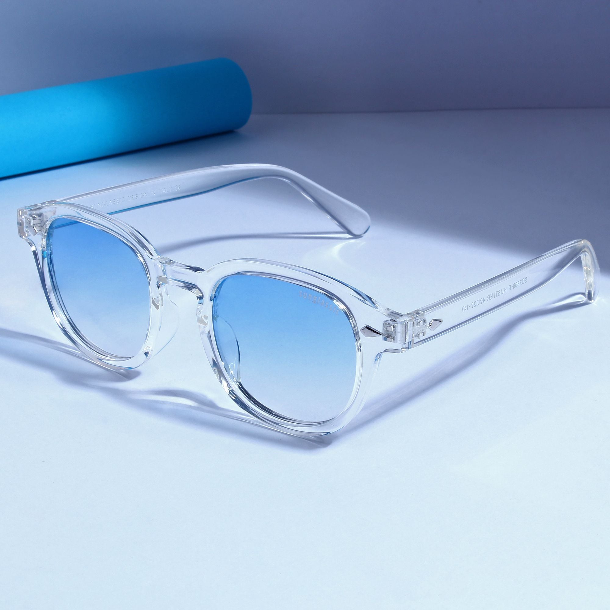 Hustler Clear Blue Gradient Polarized Round Sunglasses