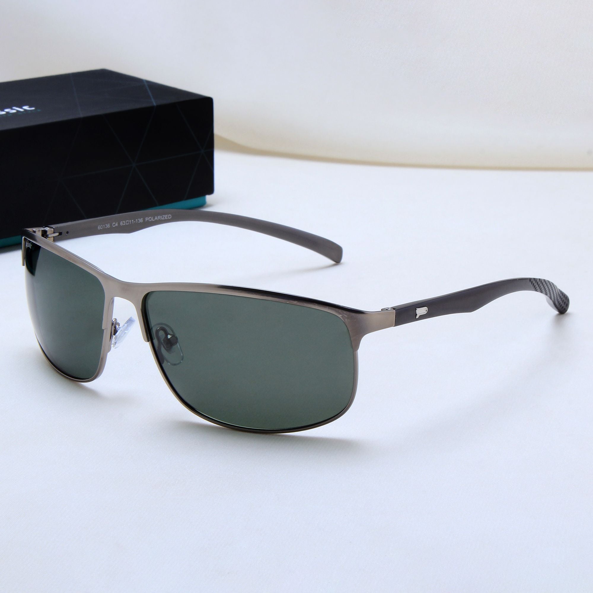 Radiant Gray Green Polarized Rectangle Sunglasses