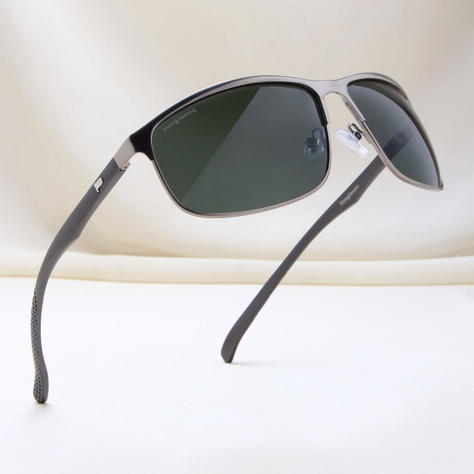 Radiant Gray Green Polarized Rectangle Sunglasses