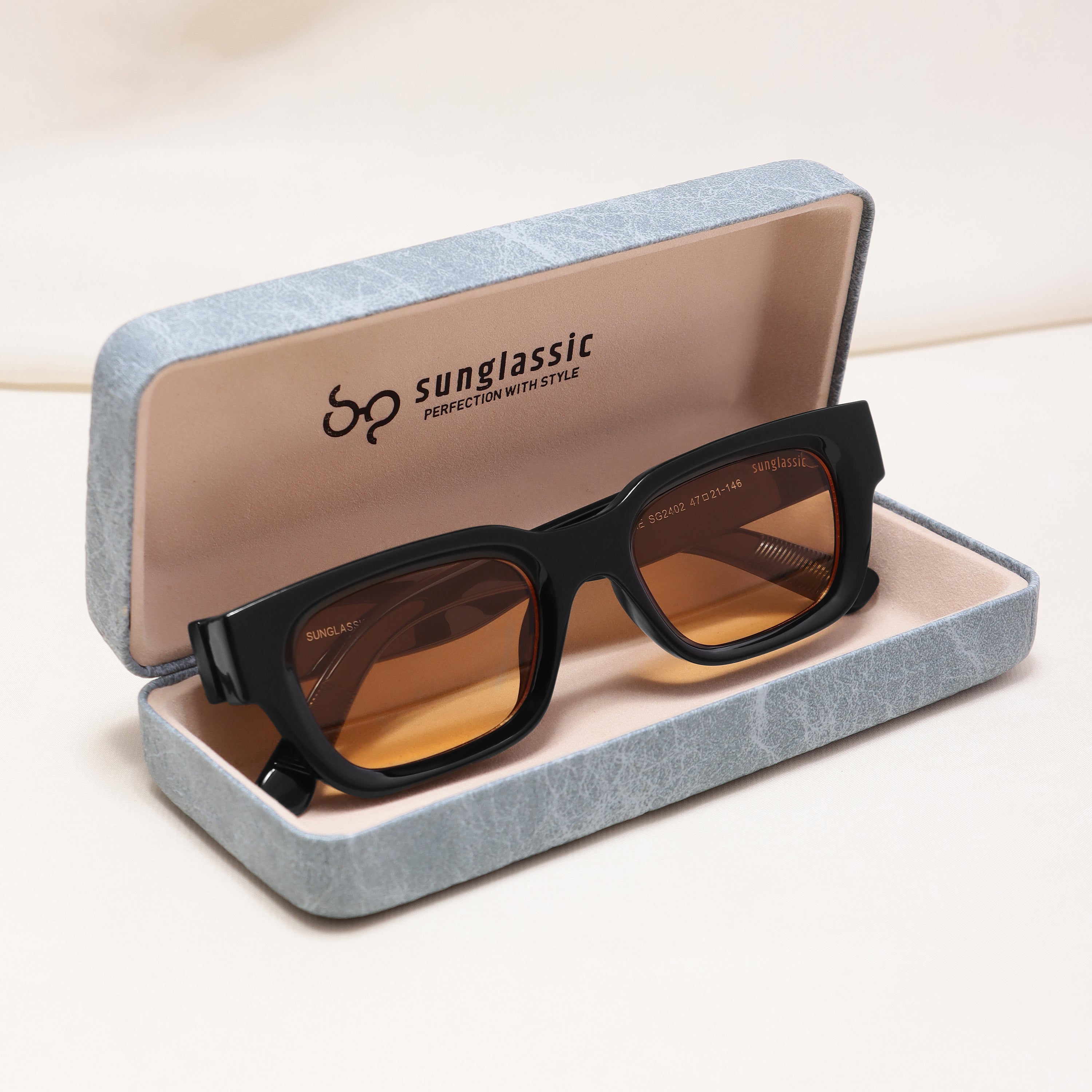 Milestone Black Orange Square Sunglasses