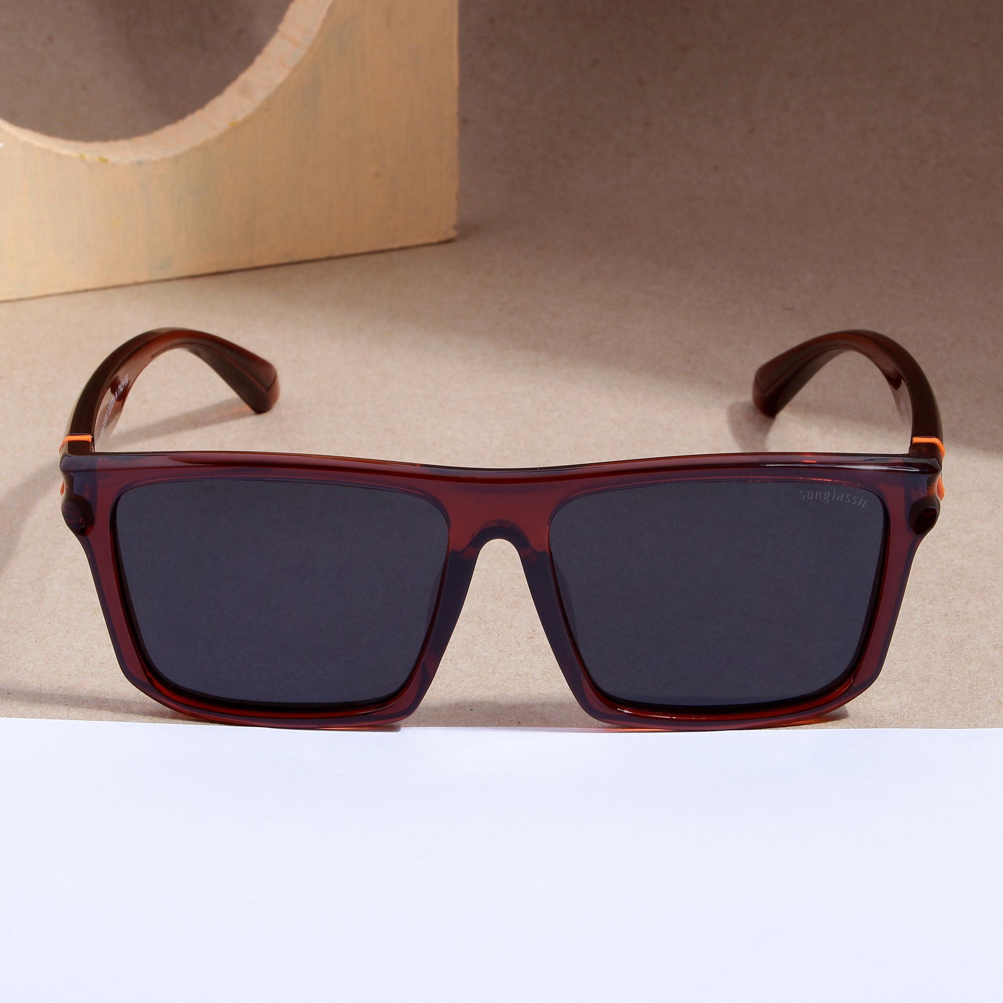 Jackson Brown Black Polarized Rectangle TR90 Sunglasses