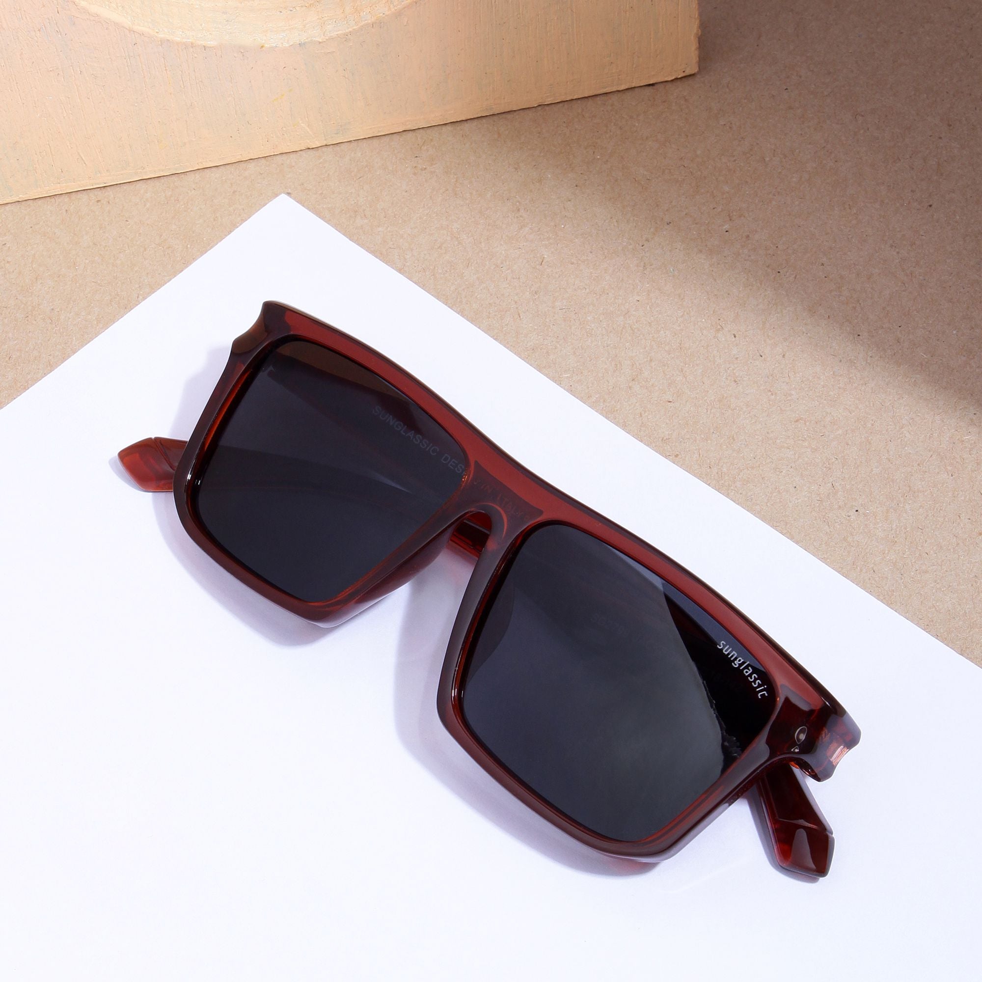 Jackson Brown Black Polarized Rectangle TR90 Sunglasses