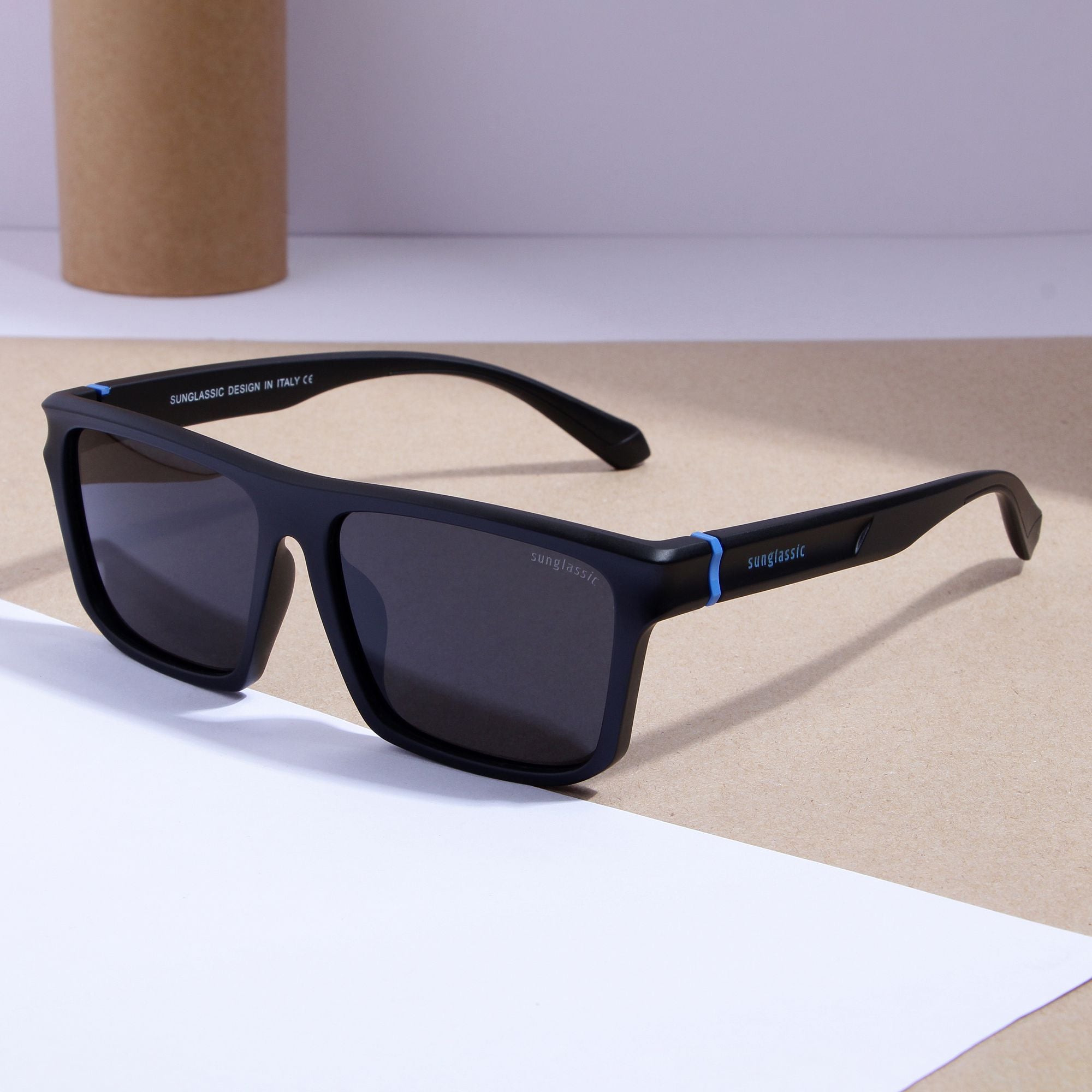 Jackson Full Black Polarized Rectangle TR90 Sunglasses