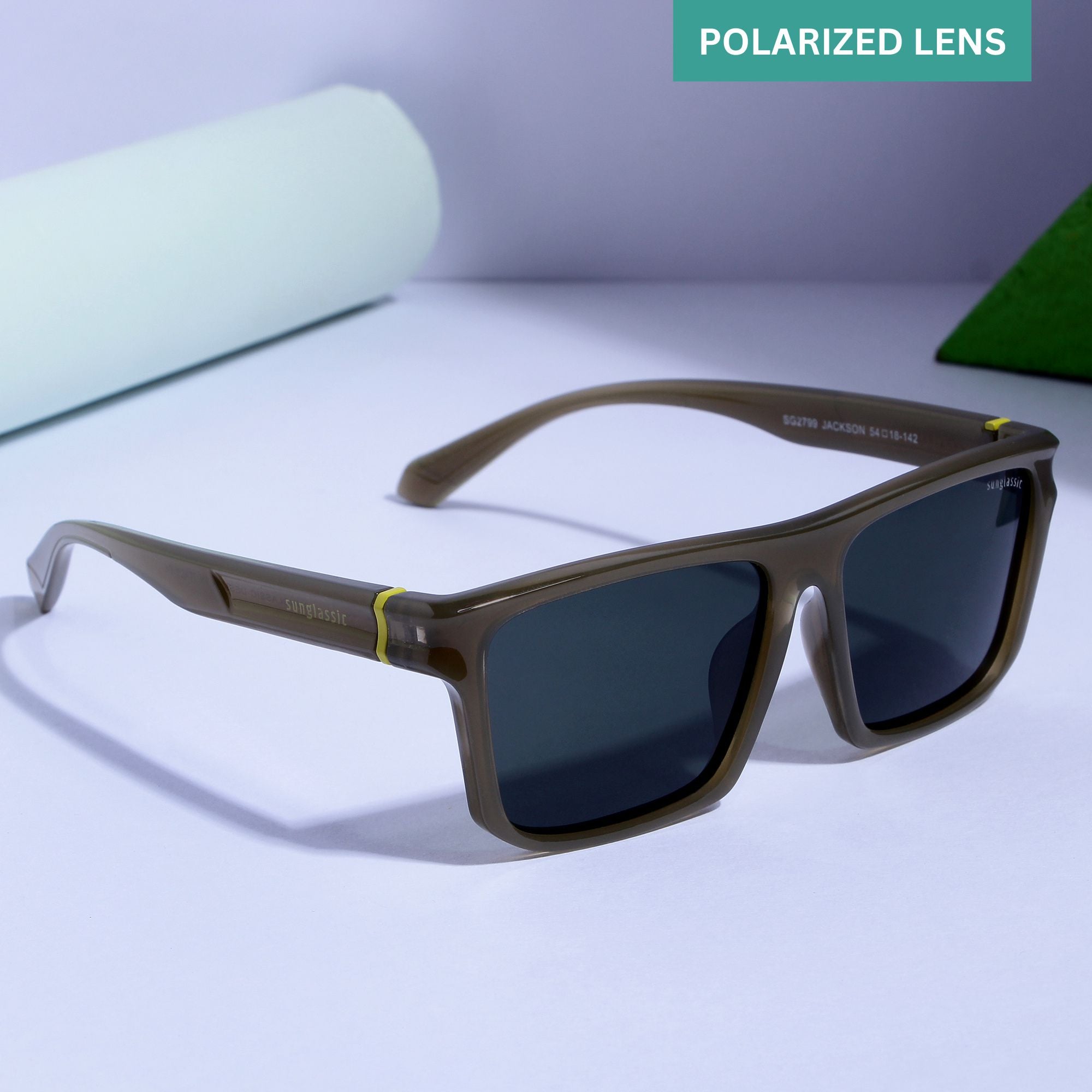 Jackson Green Black Polarized Rectangle TR90 Sunglasses