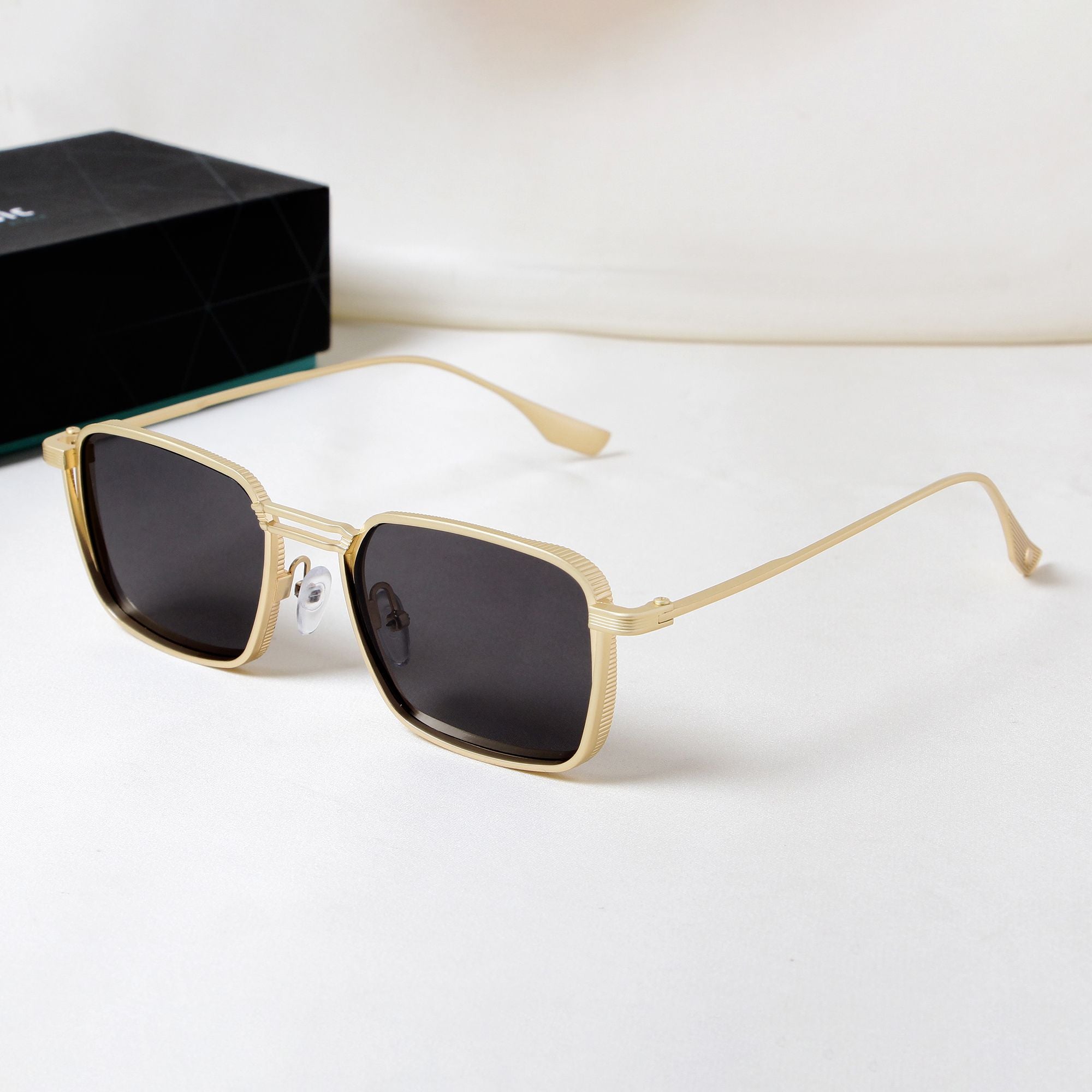 Francis Gold Black Rectangle Sunglasses