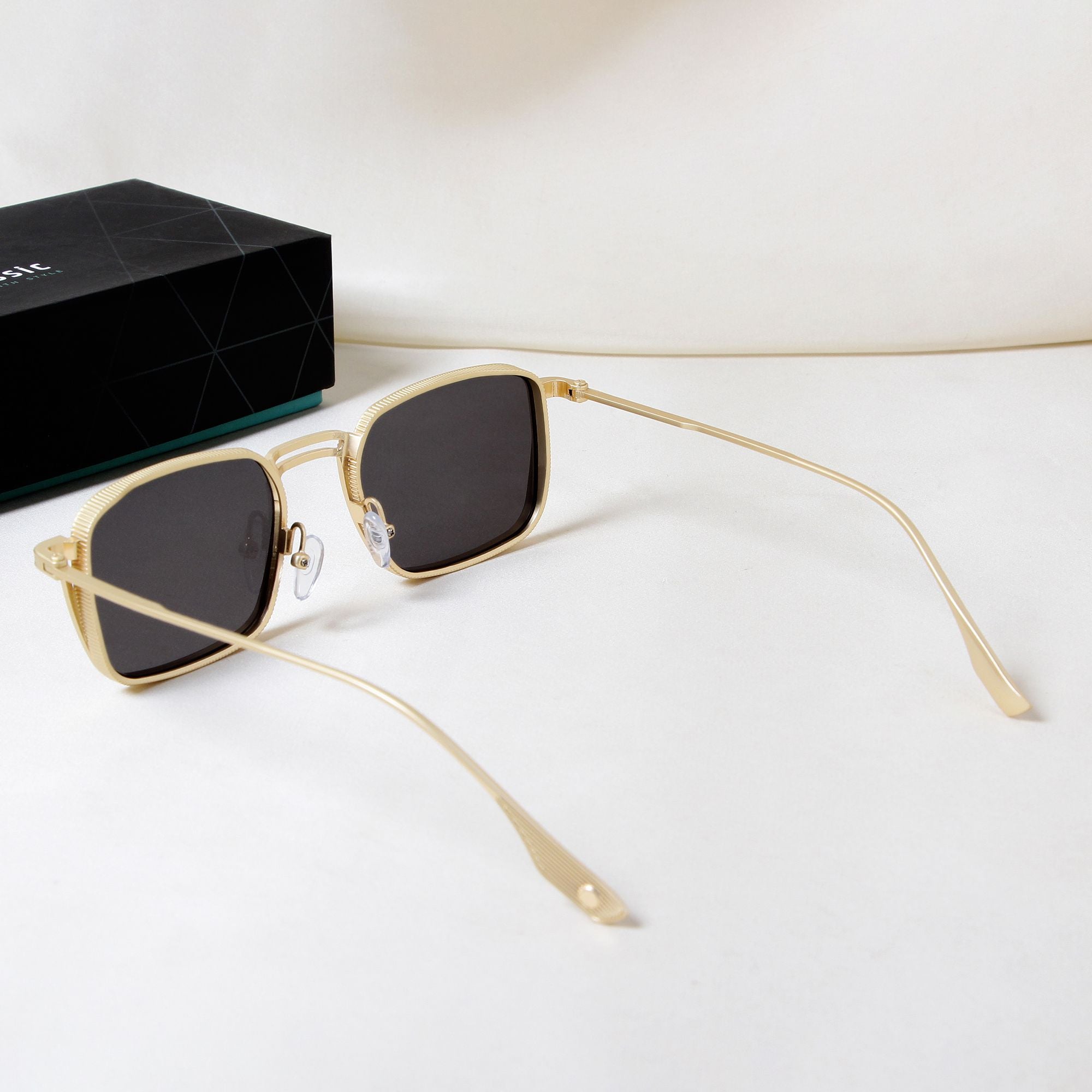 Francis Gold Black Rectangle Sunglasses