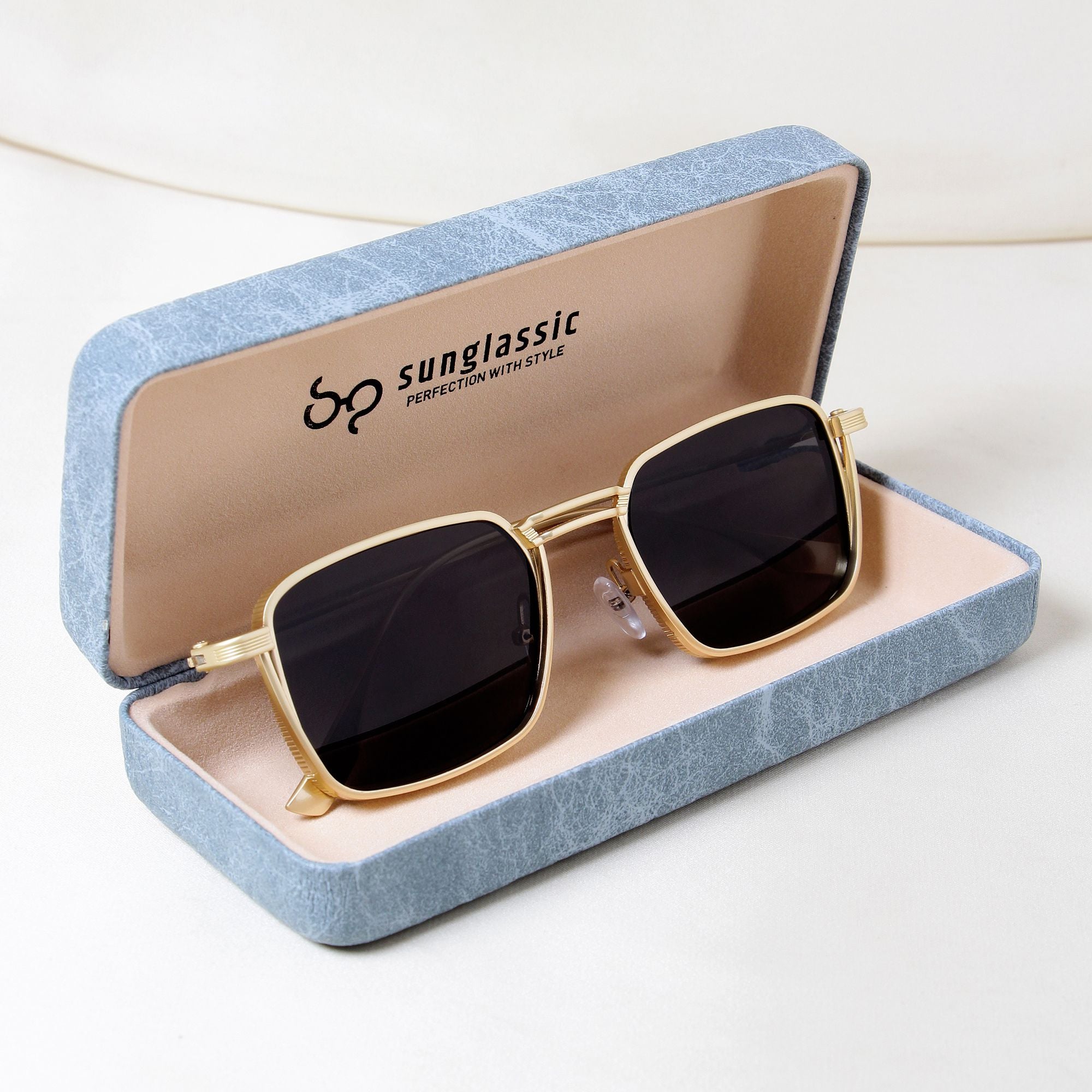 Francis Gold Black Rectangle Sunglasses