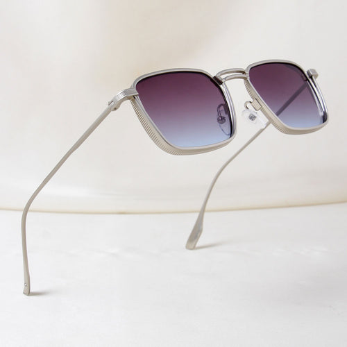 Francis Silver Blue Gradient Rectangle Sunglasses