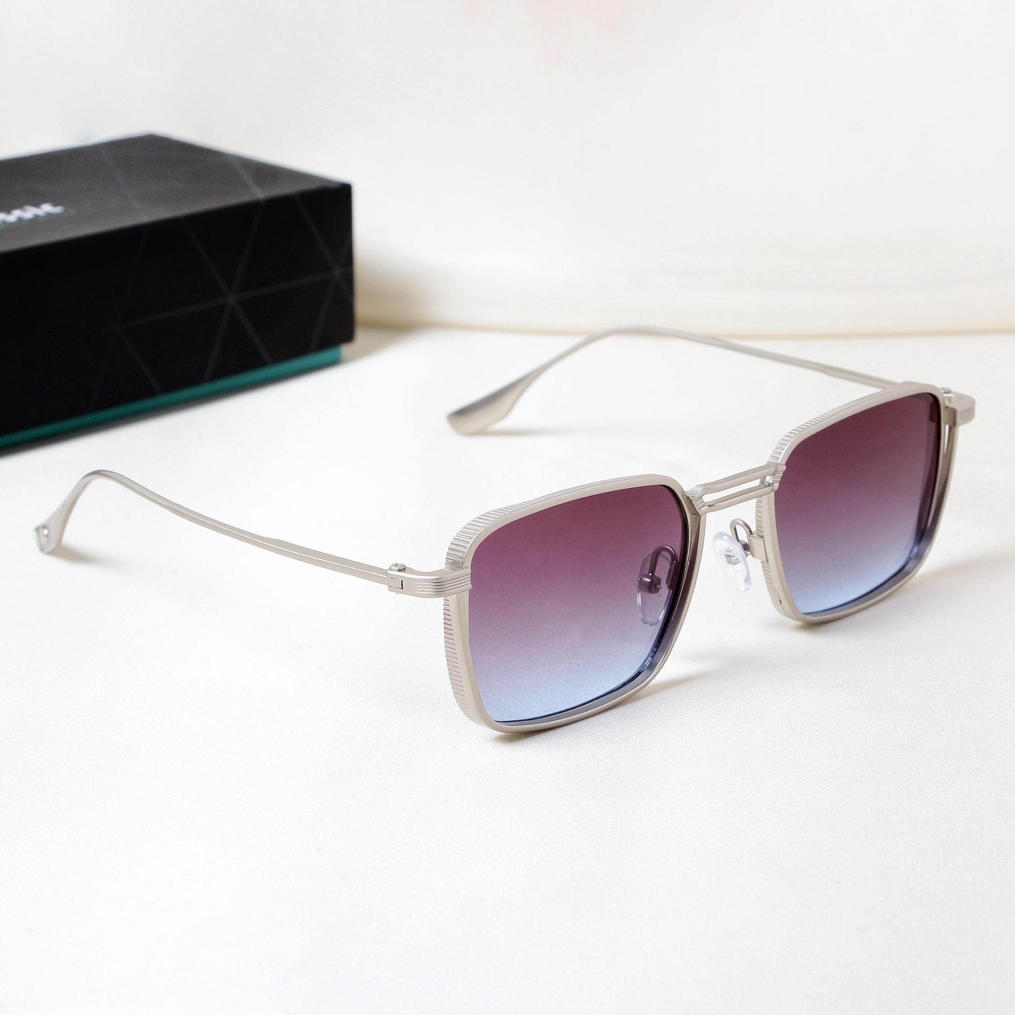 Francis Silver Blue Gradient Rectangle Sunglasses