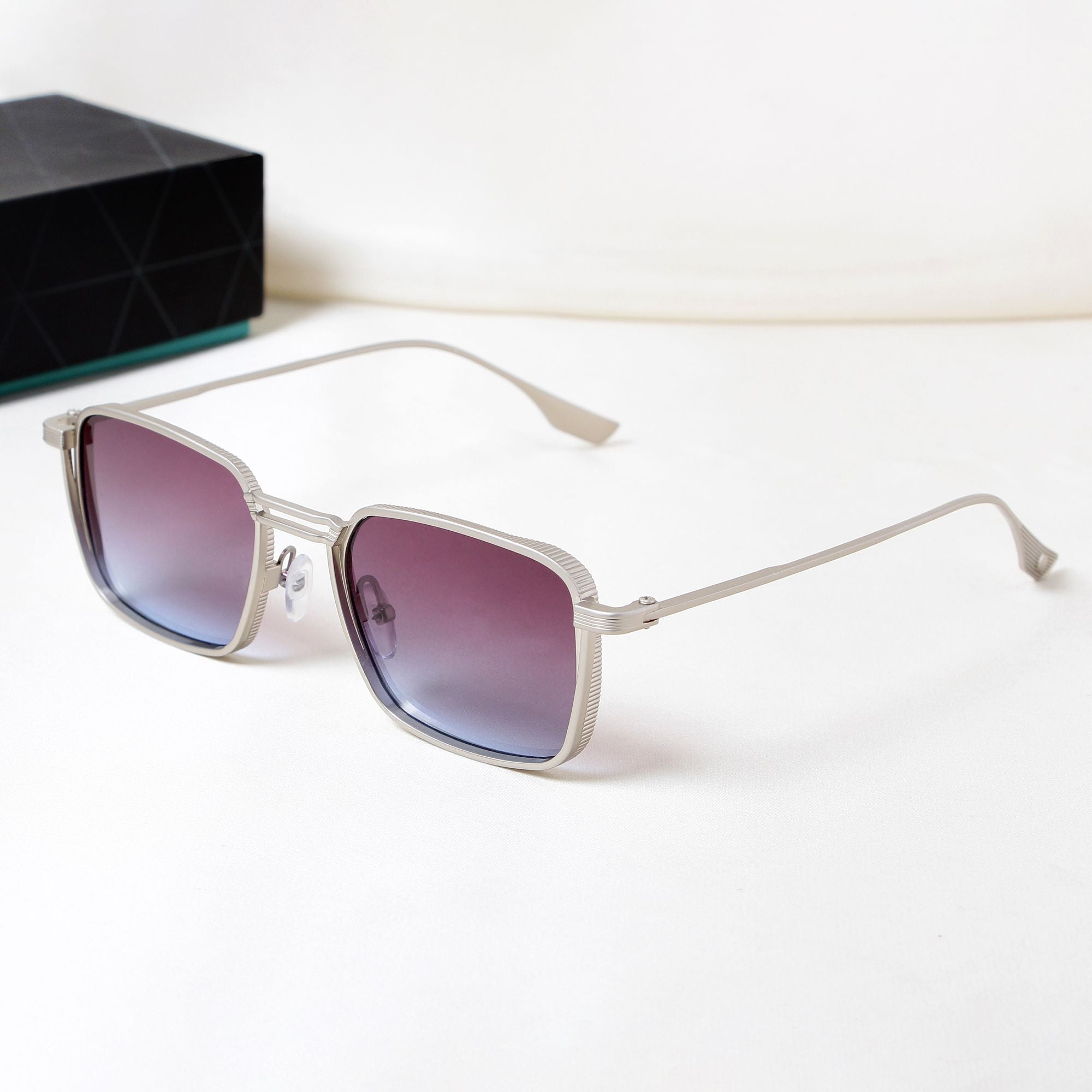 Francis Silver Blue Gradient Rectangle Sunglasses