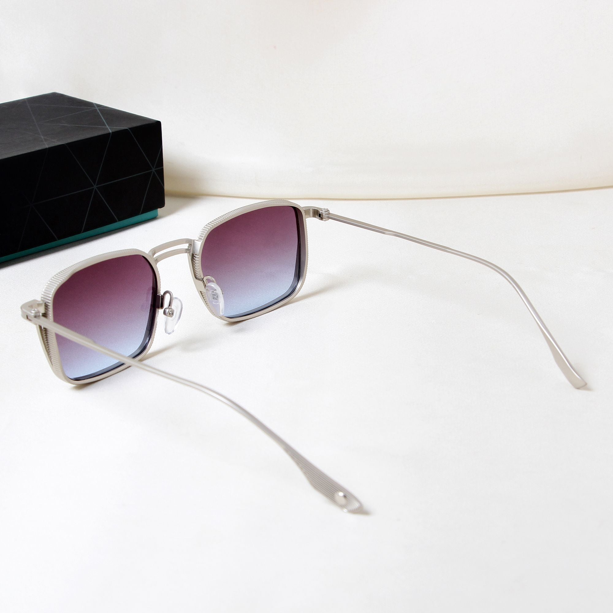 Francis Silver Blue Gradient Rectangle Sunglasses